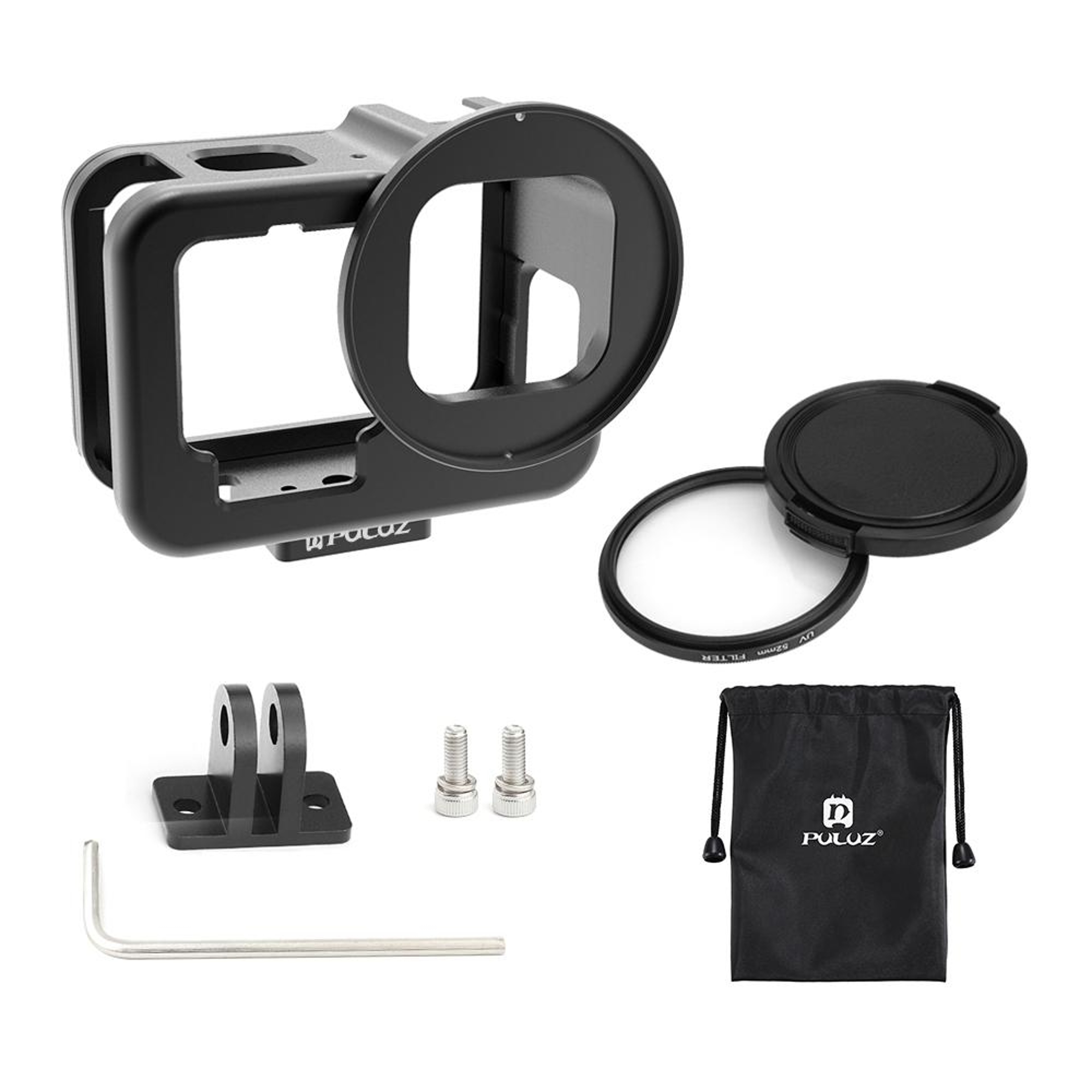PULUZ GoPro HERO13 Cage CNC Aluminum Protective Frame With 52mm UV Lens Filter 7