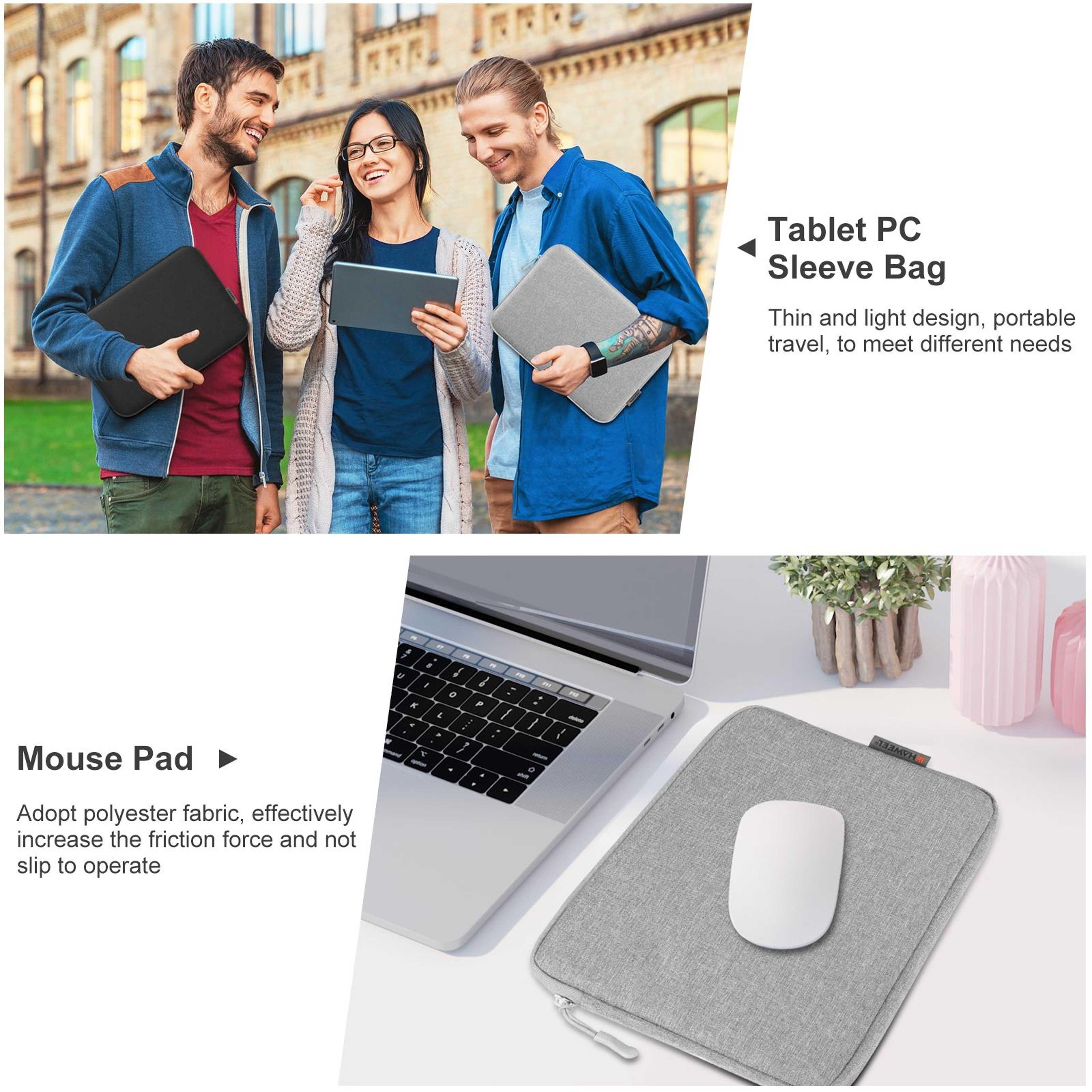 HAWEEL  Tablet Sleeve Case, Padded Shockproof Tablet Case with Zipper Briefcase Bag – view 7