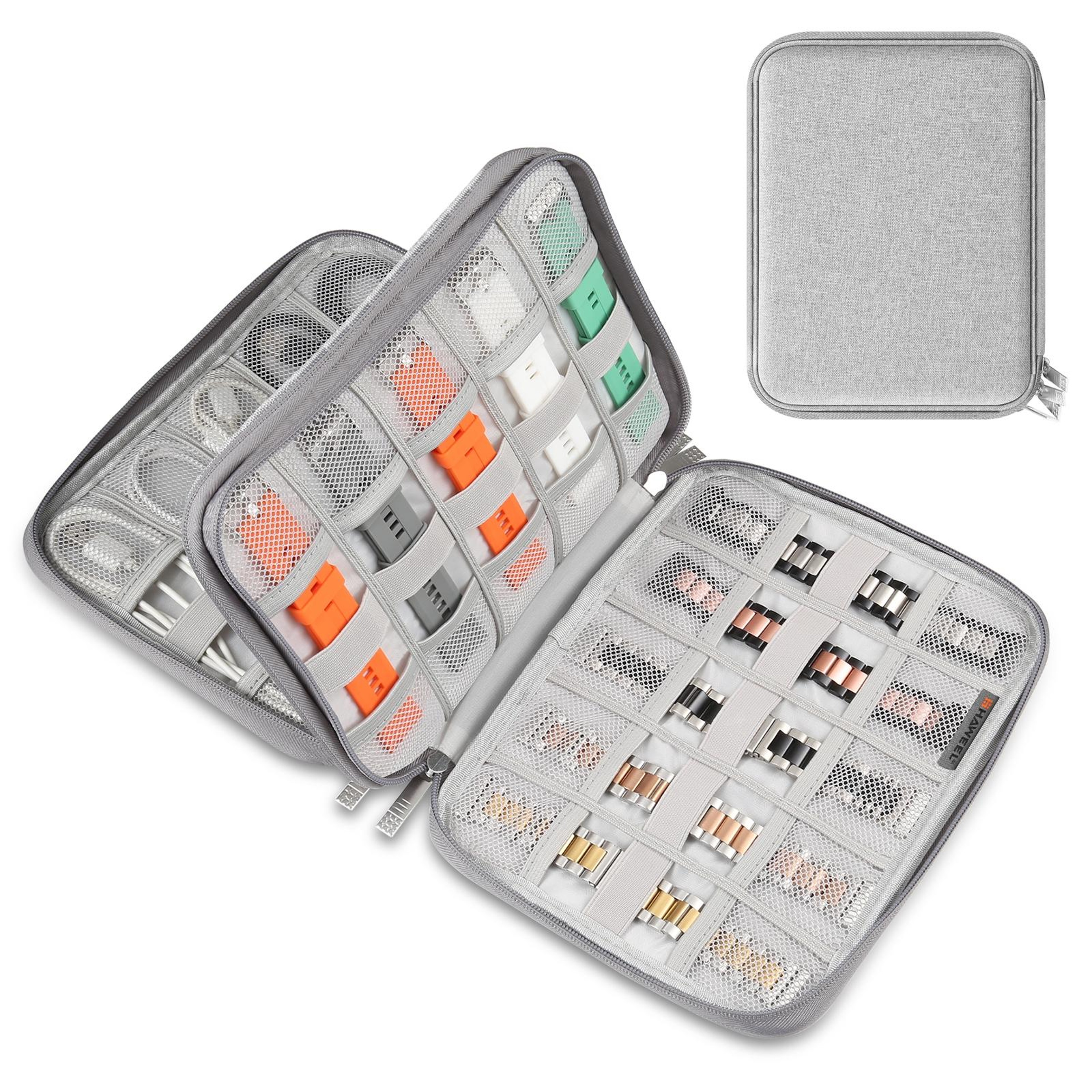 HAWEEL Double Layer Electronic Organizer Bag Cable Organizer Travel Case For Tech Accessories 13