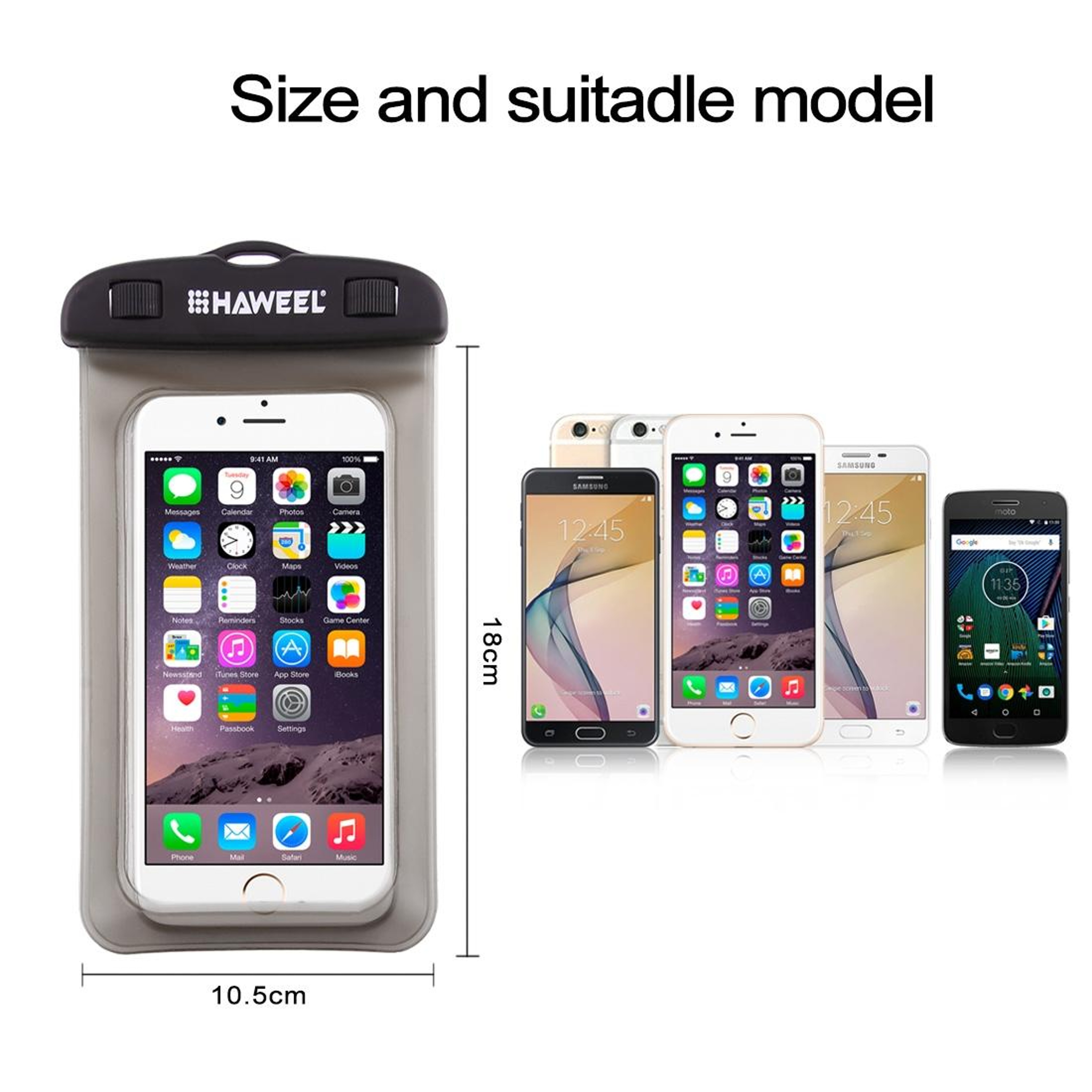 HAWEEL Universal Waterproof Phone Pouch with Lanyard Touch Screen Waterproof Phone Case for Swimming & Travel – view 7