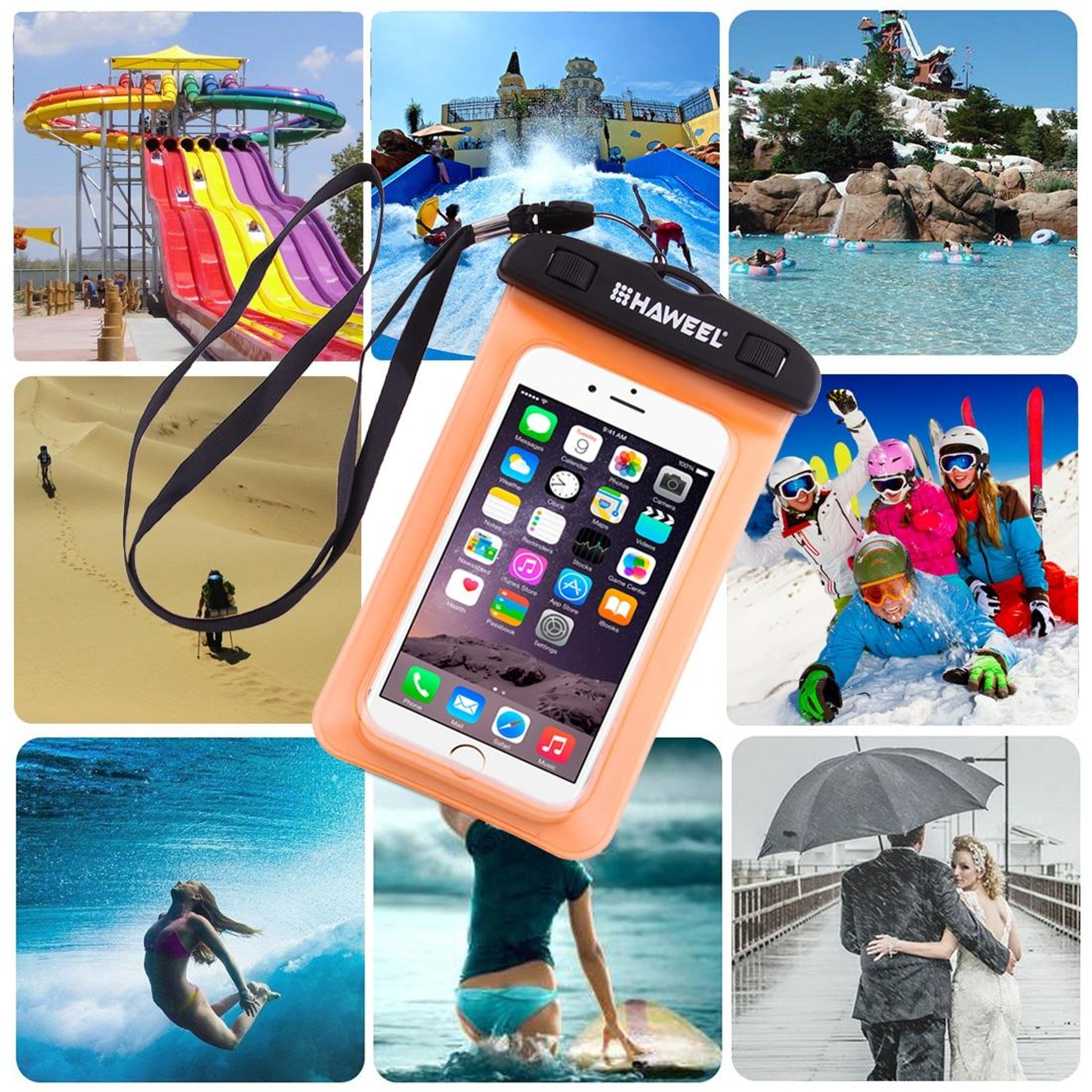 HAWEEL Universal Waterproof Phone Pouch with Lanyard Touch Screen Waterproof Phone Case for Swimming & Travel – view 11