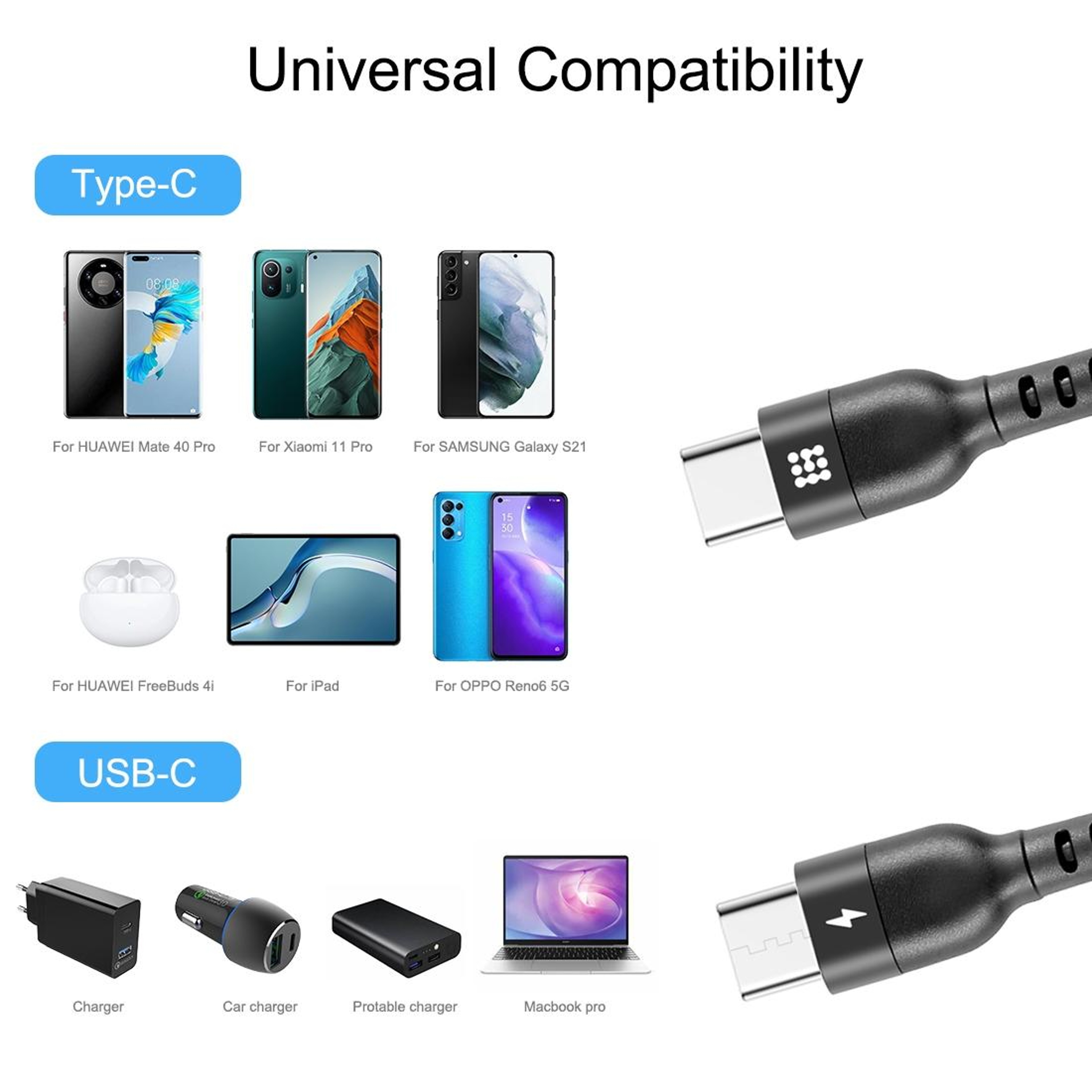 HAWEEL Retractable Coiled USBC To USBC PD Fast Charging Cable 5