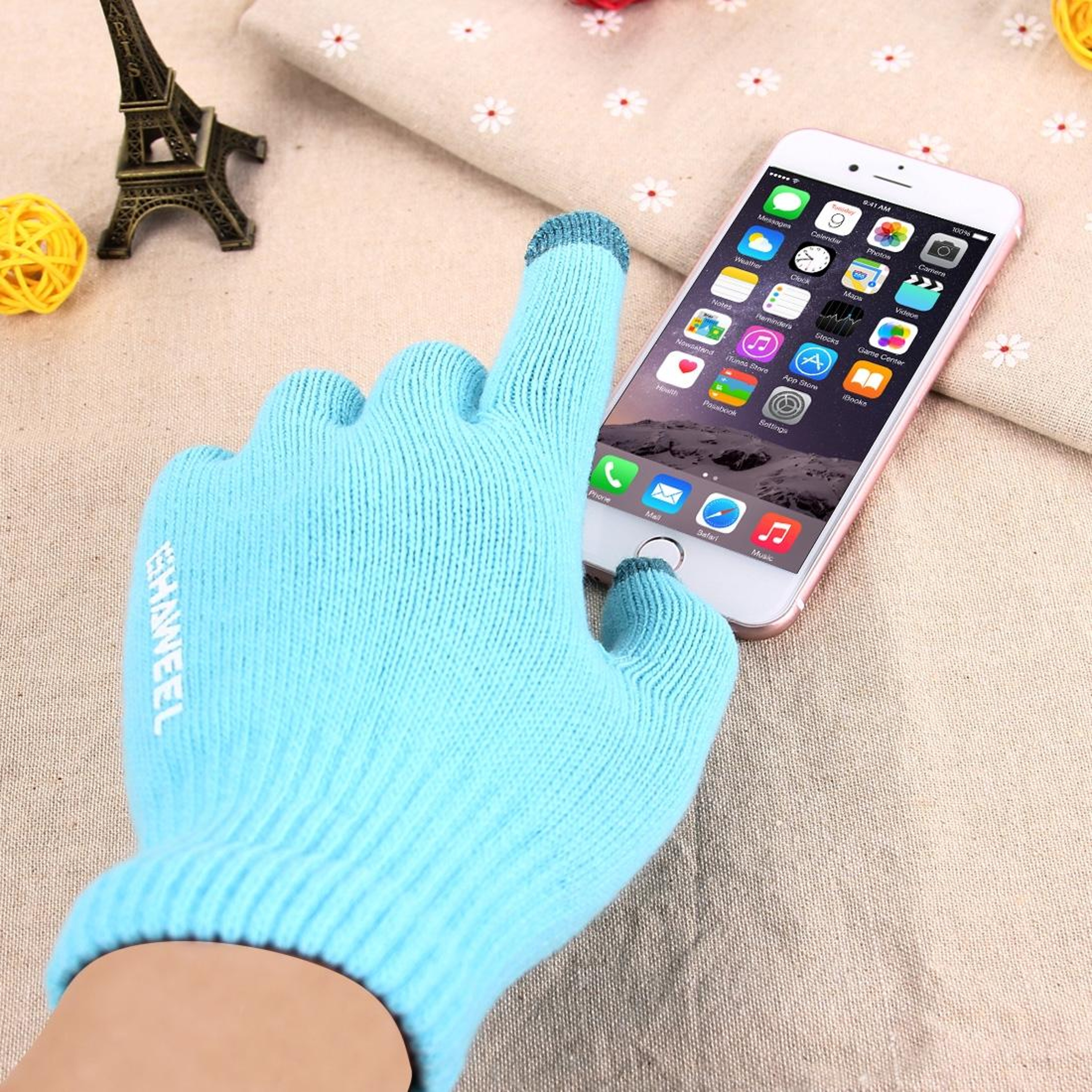 HAWEEL Finger Touch Screen Gloves Men Winter Warm Knitted Conductive Gloves 5