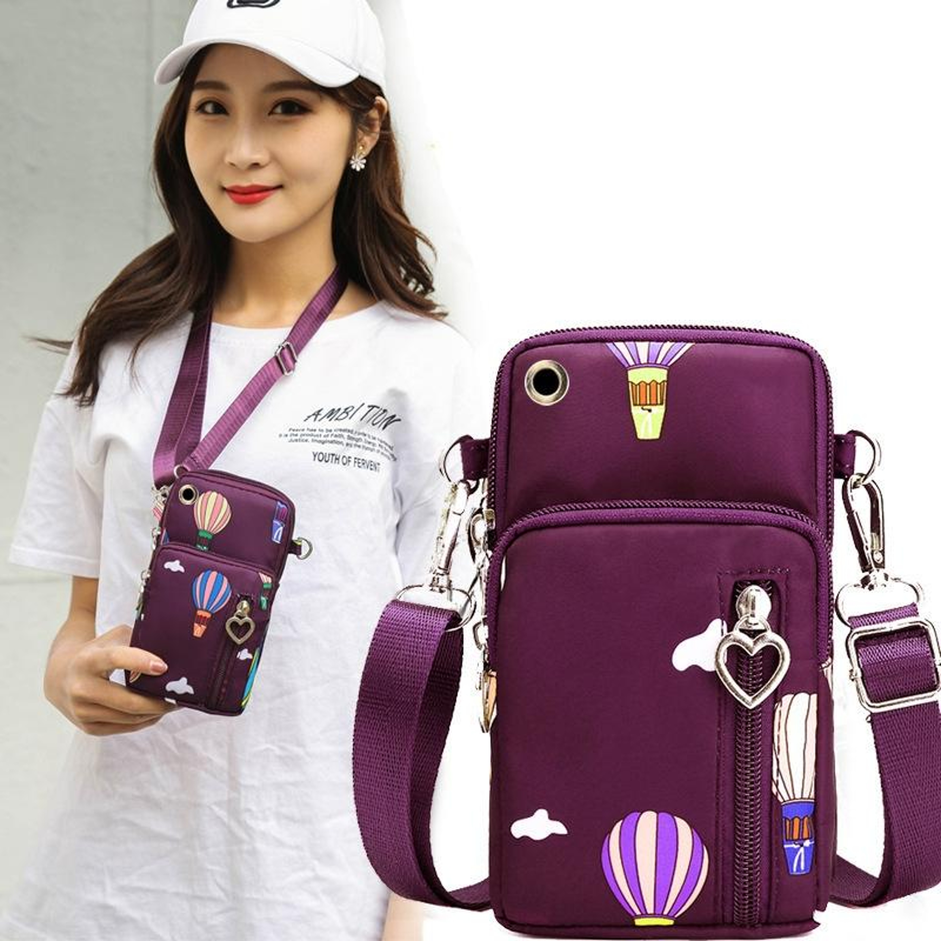 Women Crossbody Phone Wallet Bag With Arm Band RFID Travel Wrist Pouch 1