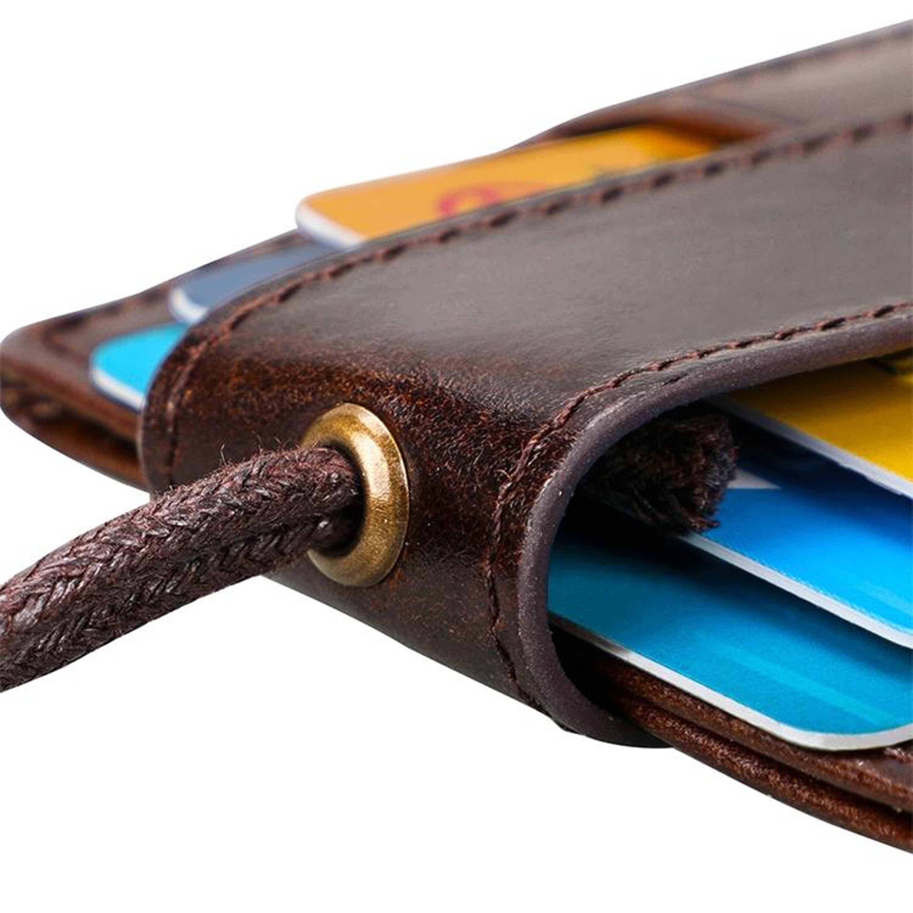 RFID Blocking Leather ID Badge Holder With Lanyard Secure Card Wallet 2