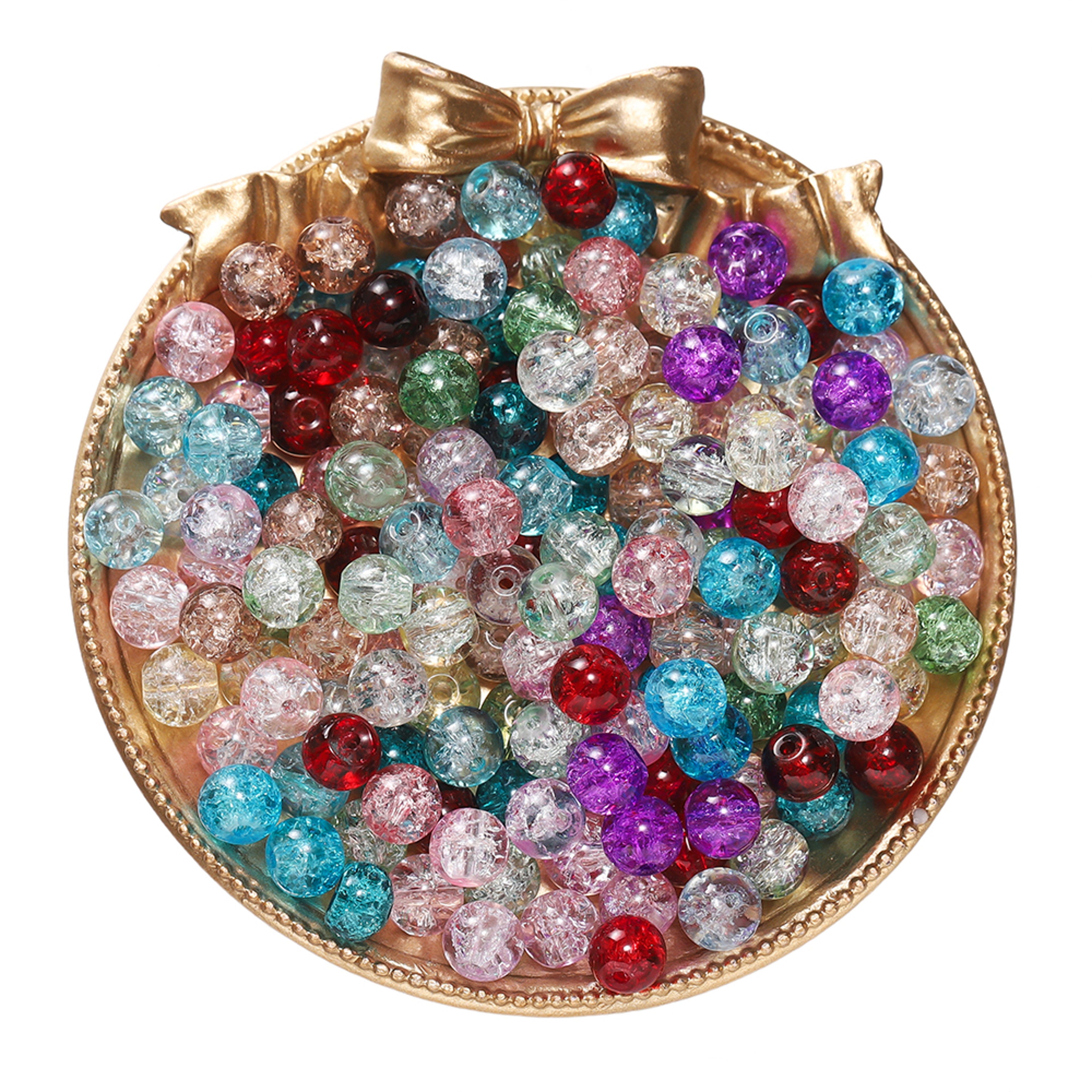 Glass Crackle Beads Loose Spacer Beads For DIY Jewelry Making Handmade Necklace Bracelet  Earring A 3