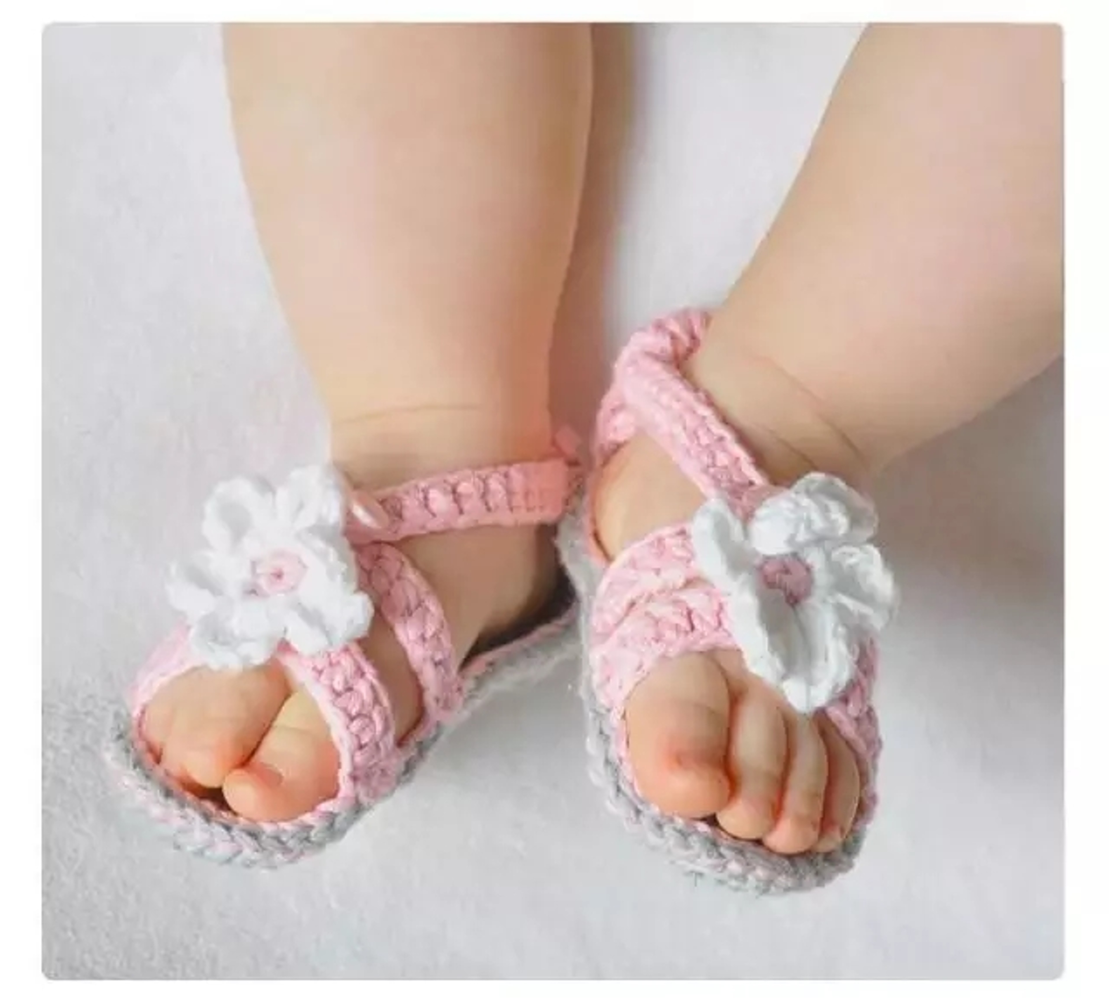 Handmade Crochet Baby Flip Flop Sandals, Summer Baby Sandals with Puff Flowers, Cute Crochet Baby Sandals – view 11
