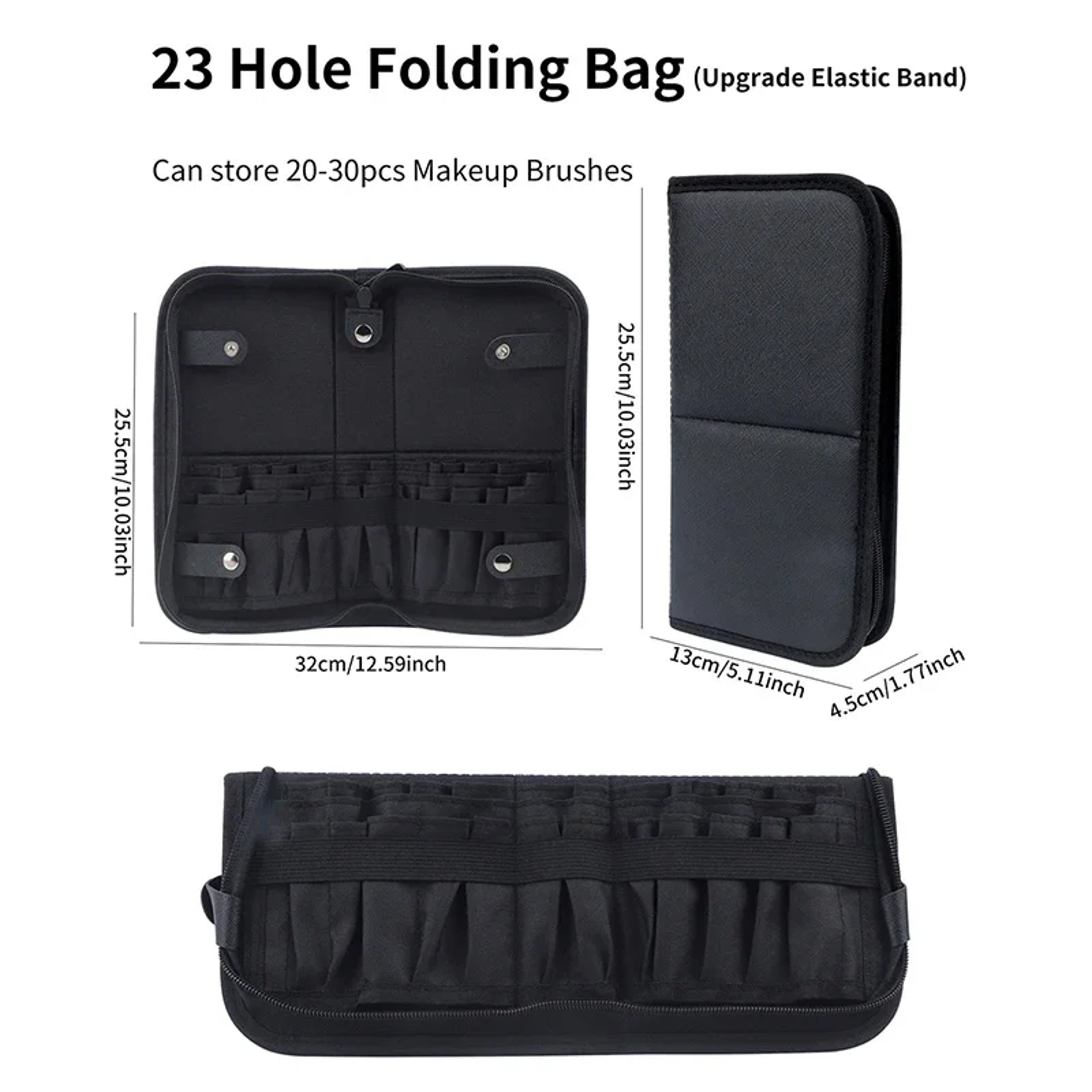 Portable Holes Foldable Makeup Brush Bag Women Makeup Brush Tools Bag Organizer for Travel Powder Cosmetic Sets – view 7