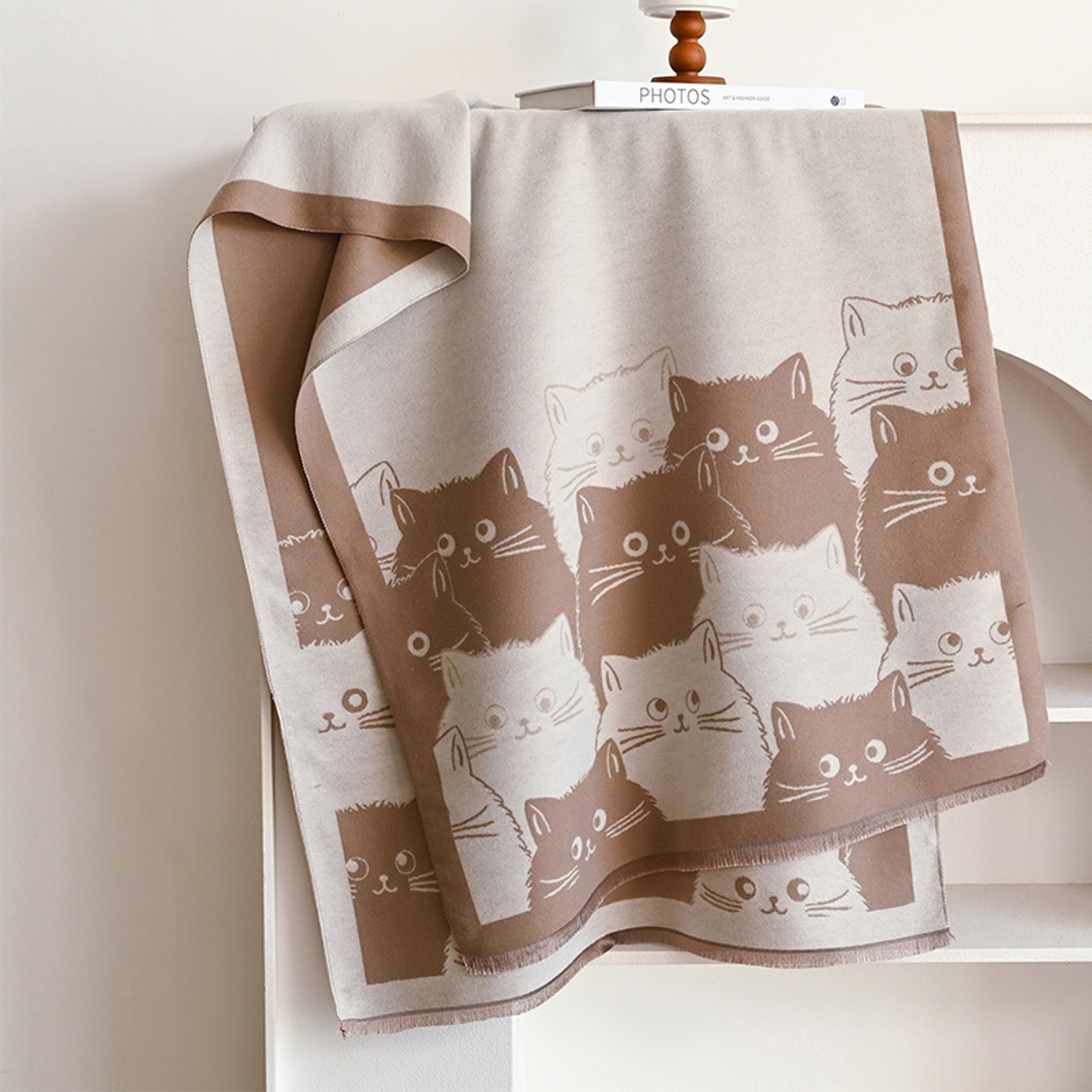 Winter Thick Warm Pashmina Cashmere Scarf for Women, Cute Cat Jacquard Ladies' Shawl, Coldproof Windproof Blanket Wrap – view 8