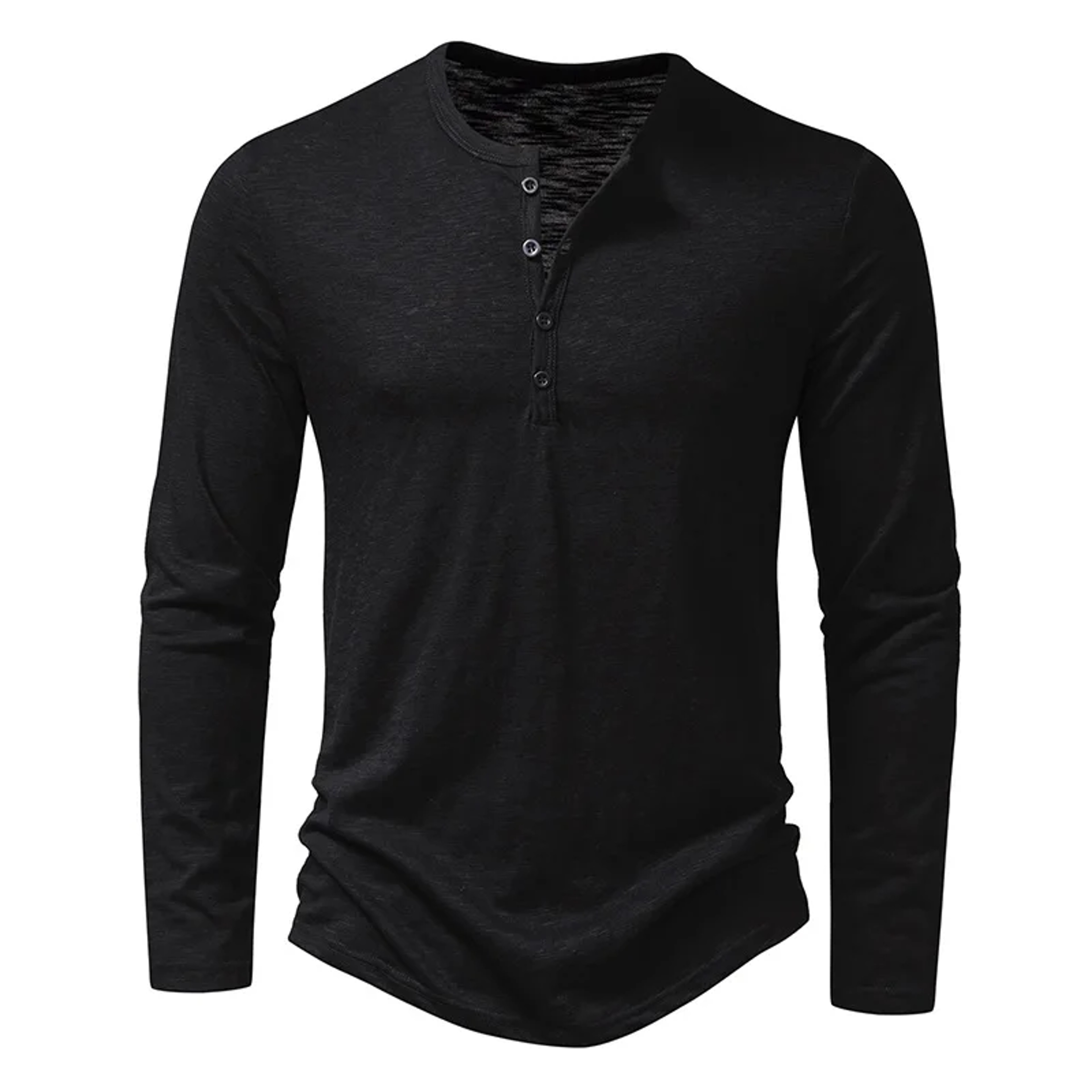 Mens Autumn Cotton Button Long Sleeve Henley Neck TShirt Casual Solid Color Breathable Slim Fashion 7