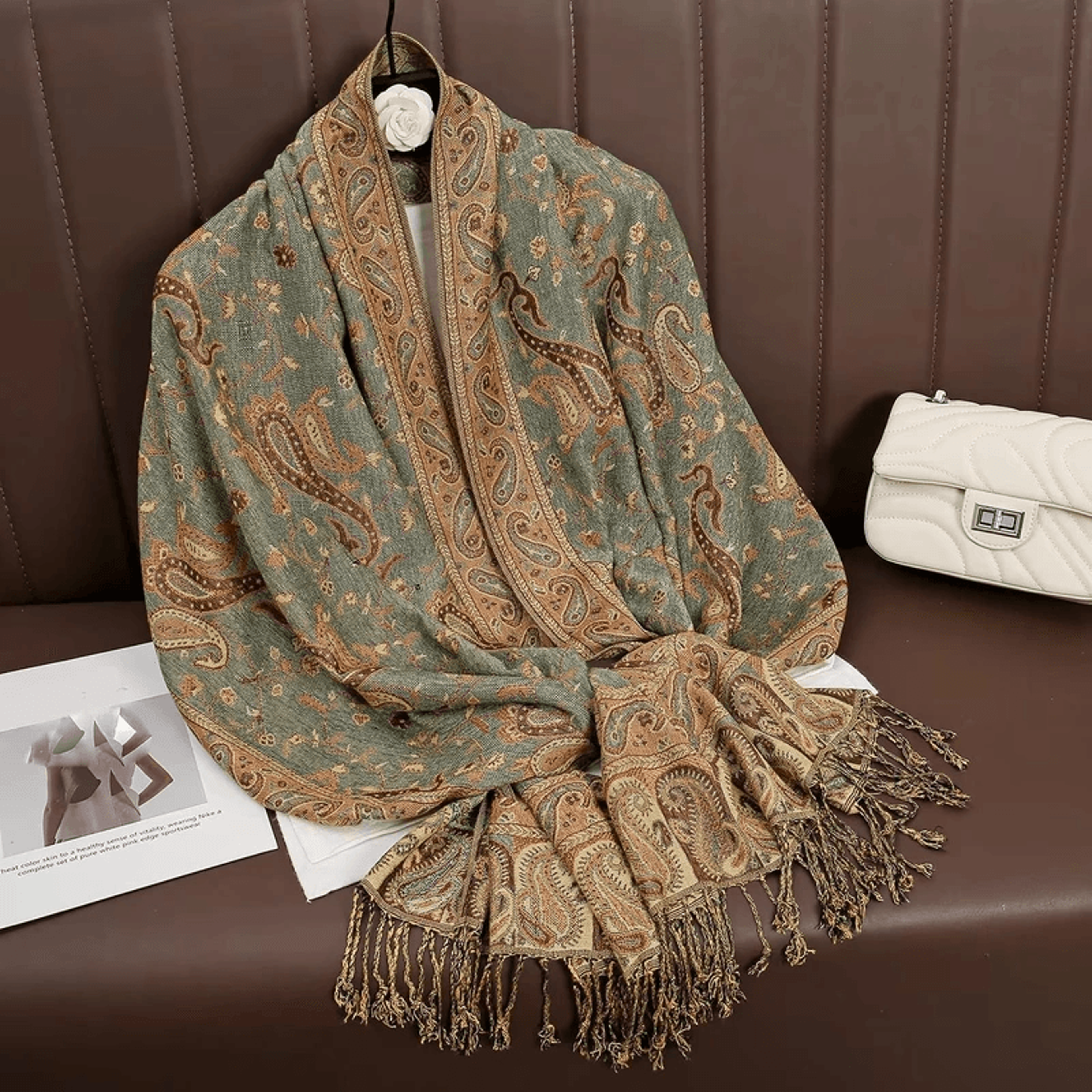 Scarf styled over turtleneck