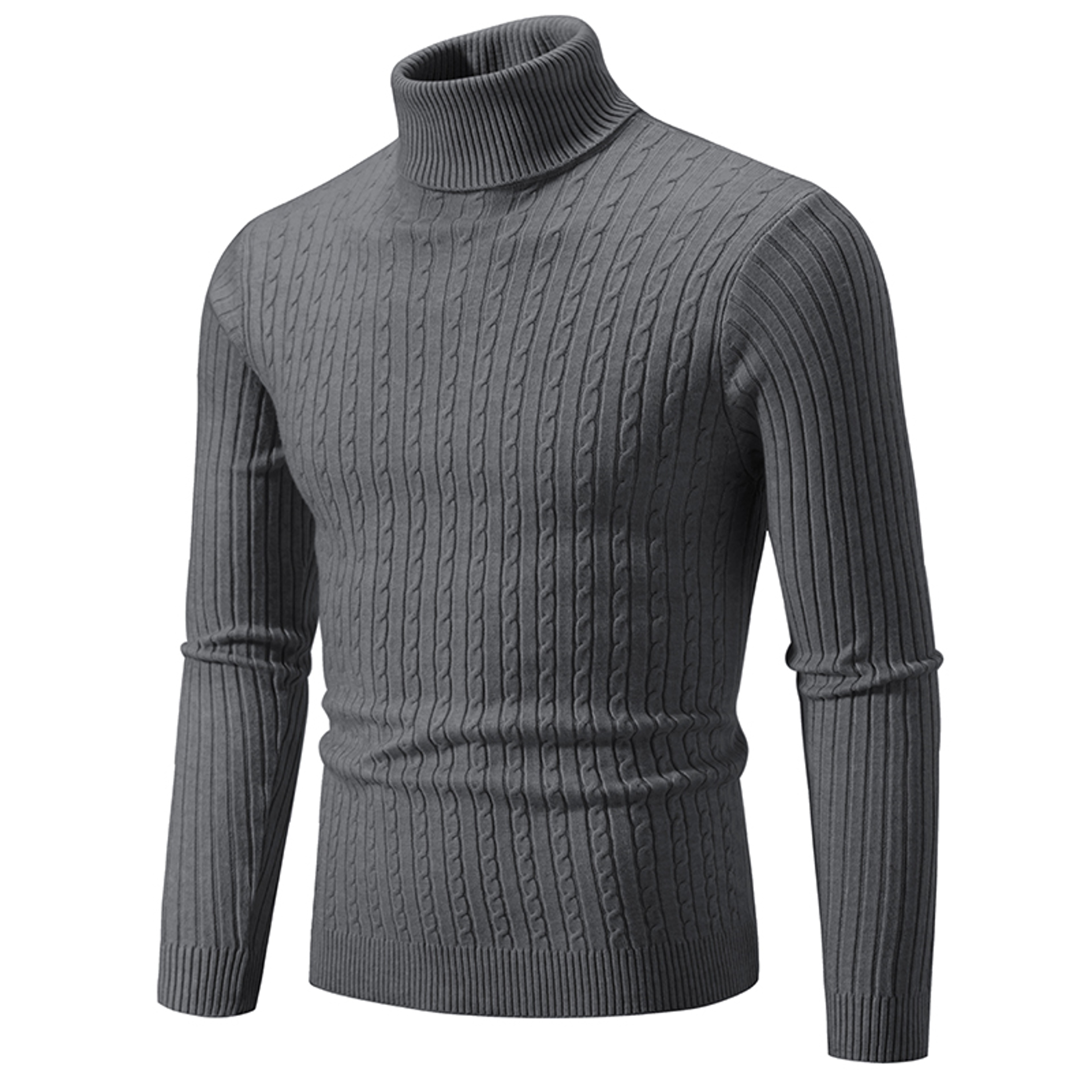 New Mens High Neck Sweater Solid Color Knitted Pullover  Warm Woolen Turtleneck for Winter  Casua