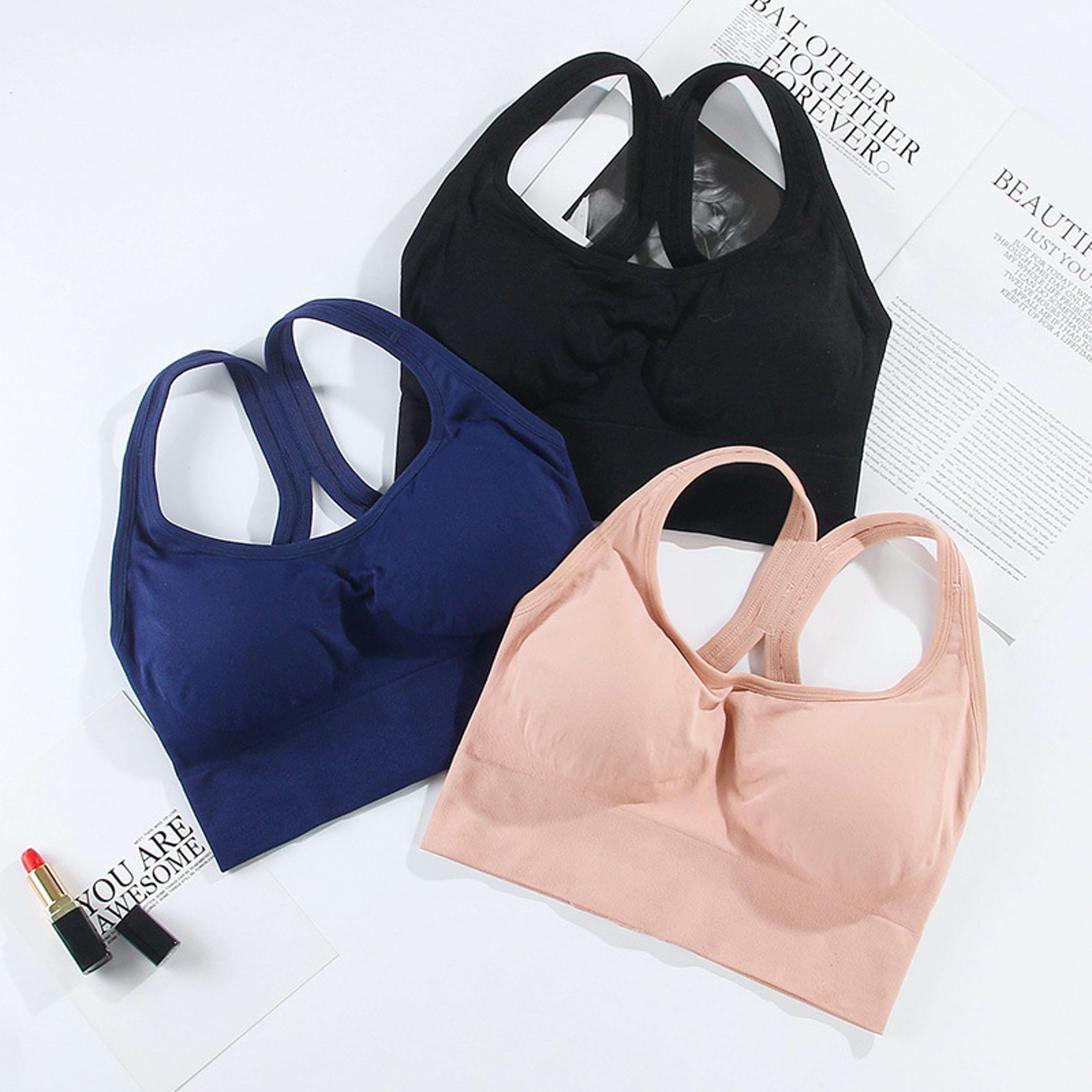 Breathable Wirefree Sports Bra For Women Padded Yoga Workout Fitness Top 2