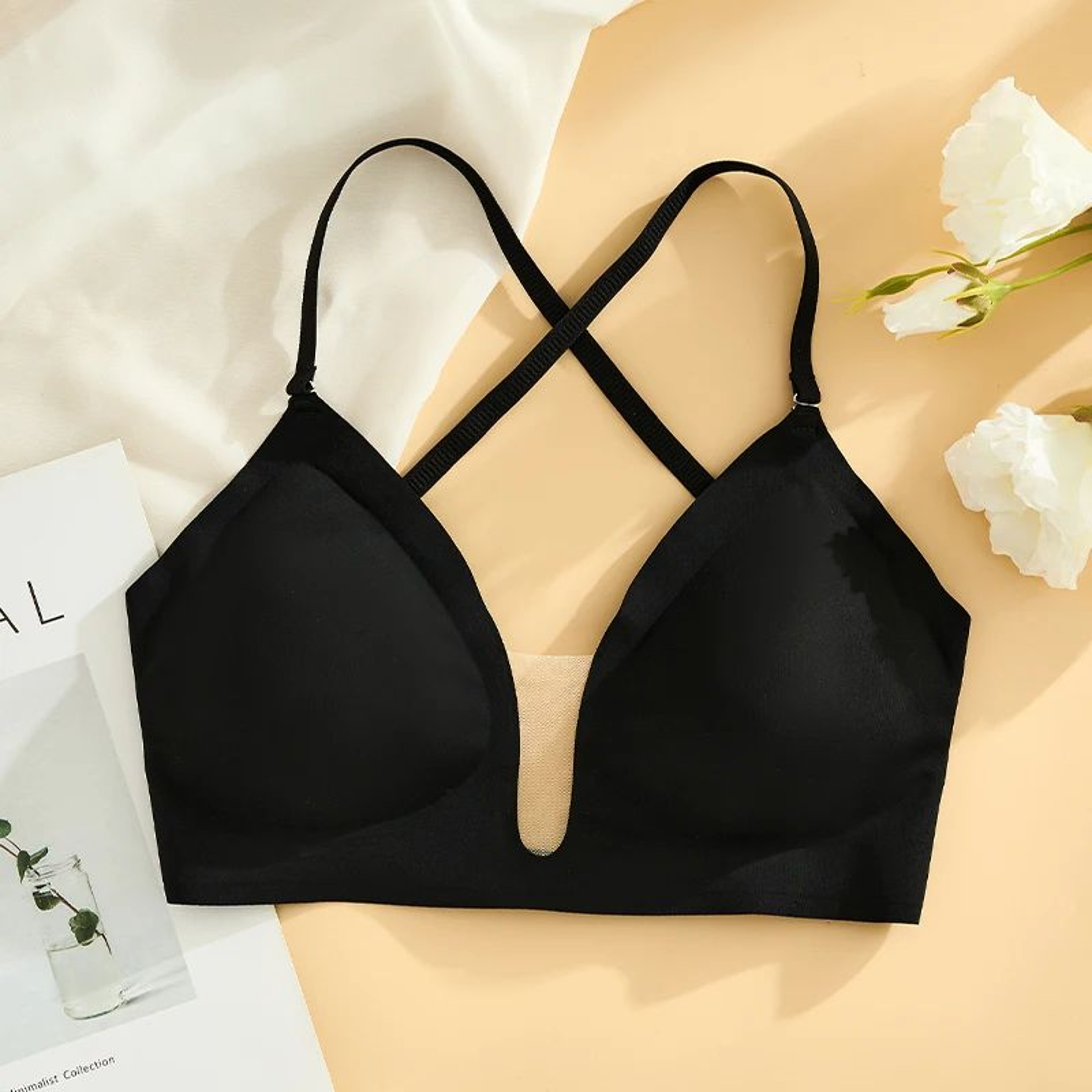 Deep U Neck Bra For Women Seamless Wire Free Backless Bra With Multiway Straps 3