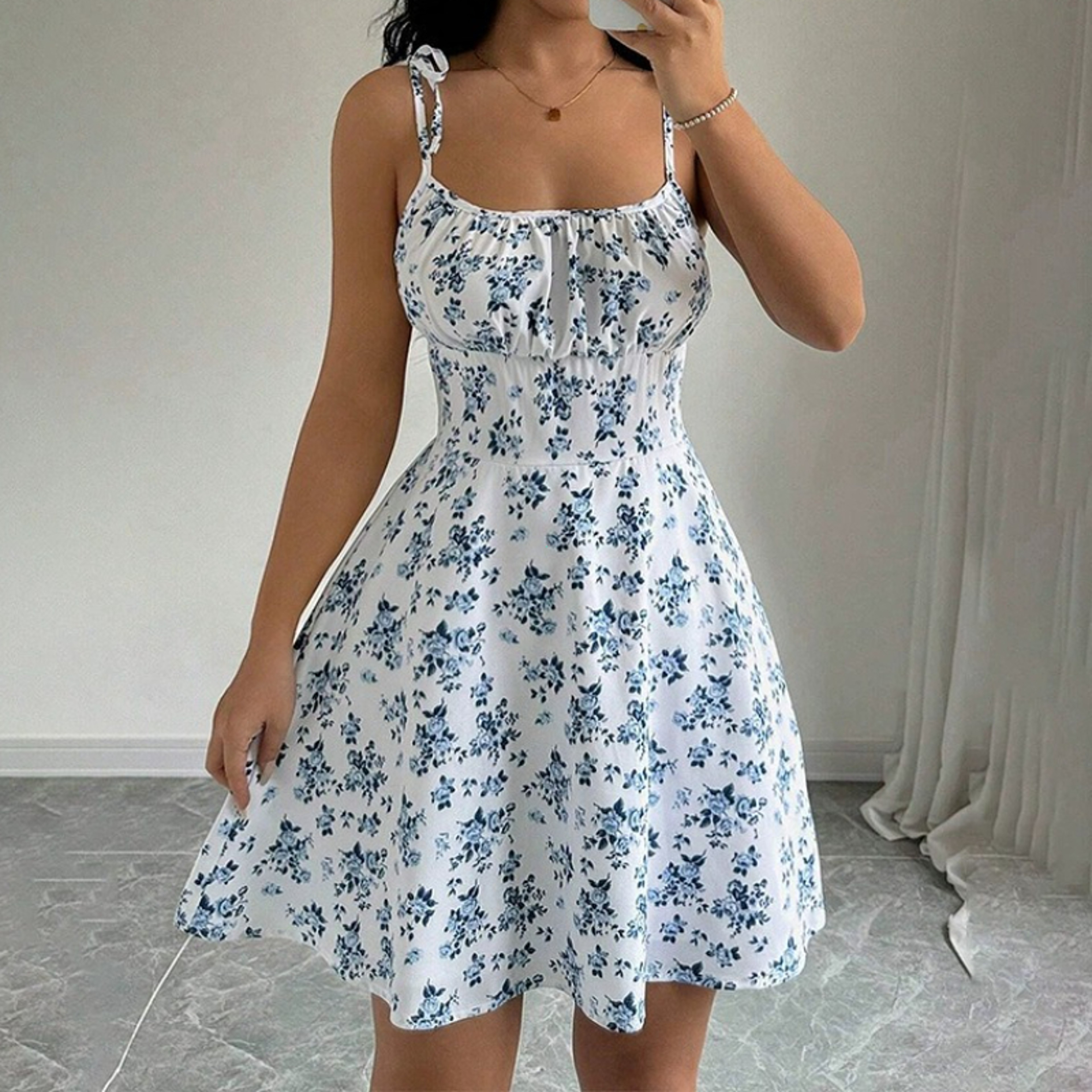 Floral Spaghetti Strap Summer Beach Sundress – view 2