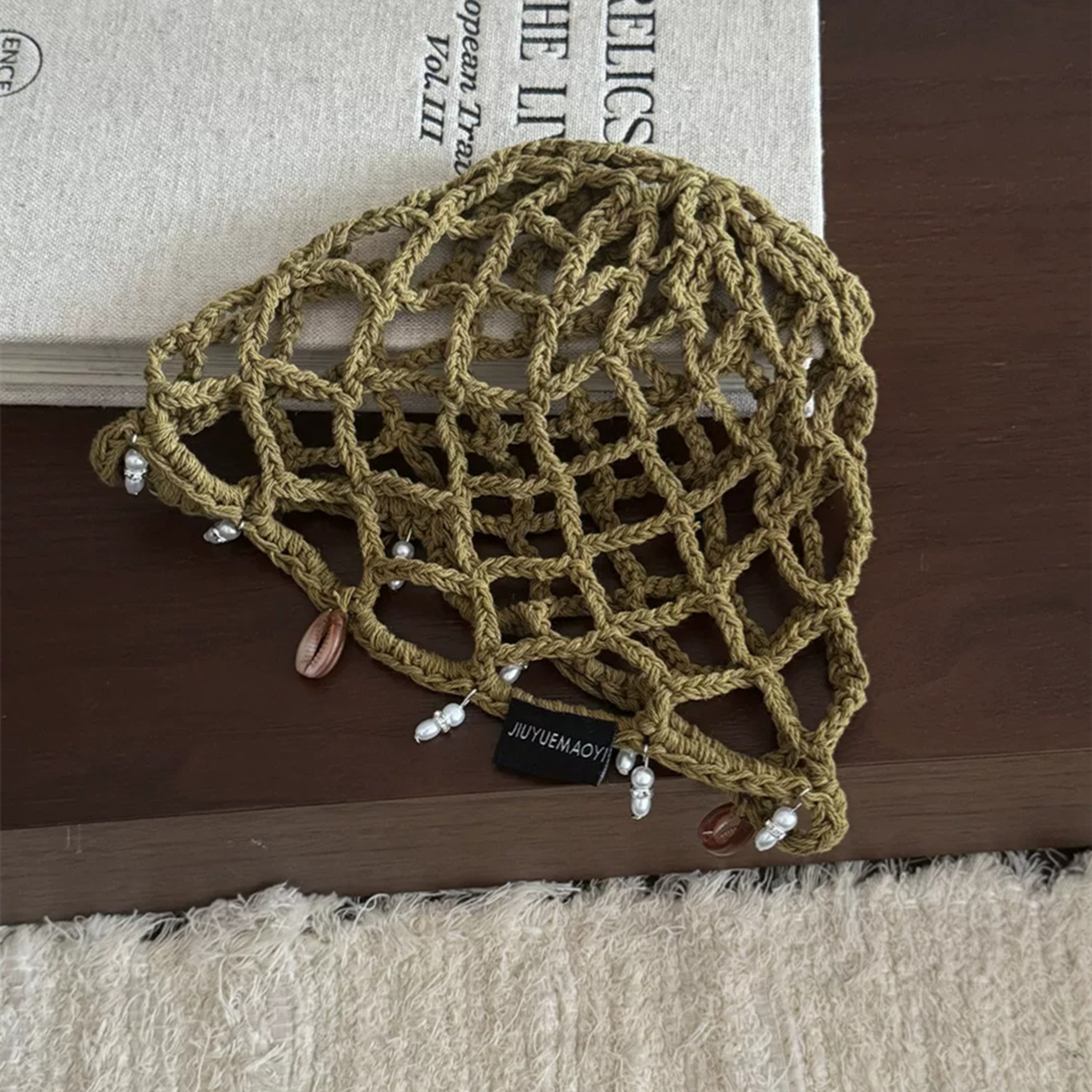 Handmade Crochet Beanie with Pearl Tassels – view 9