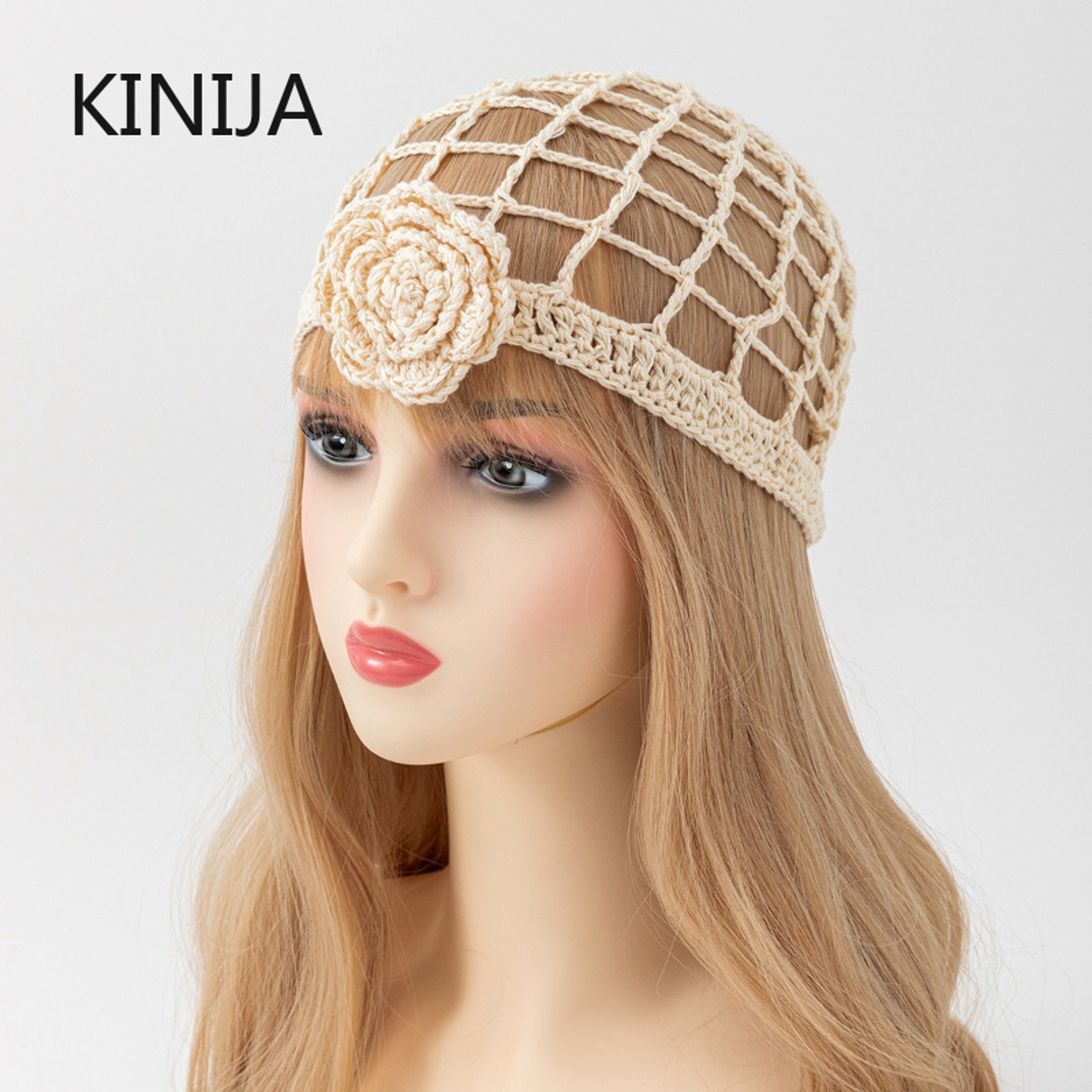 Korean Style Mesh Crochet Beret Hat – view 4