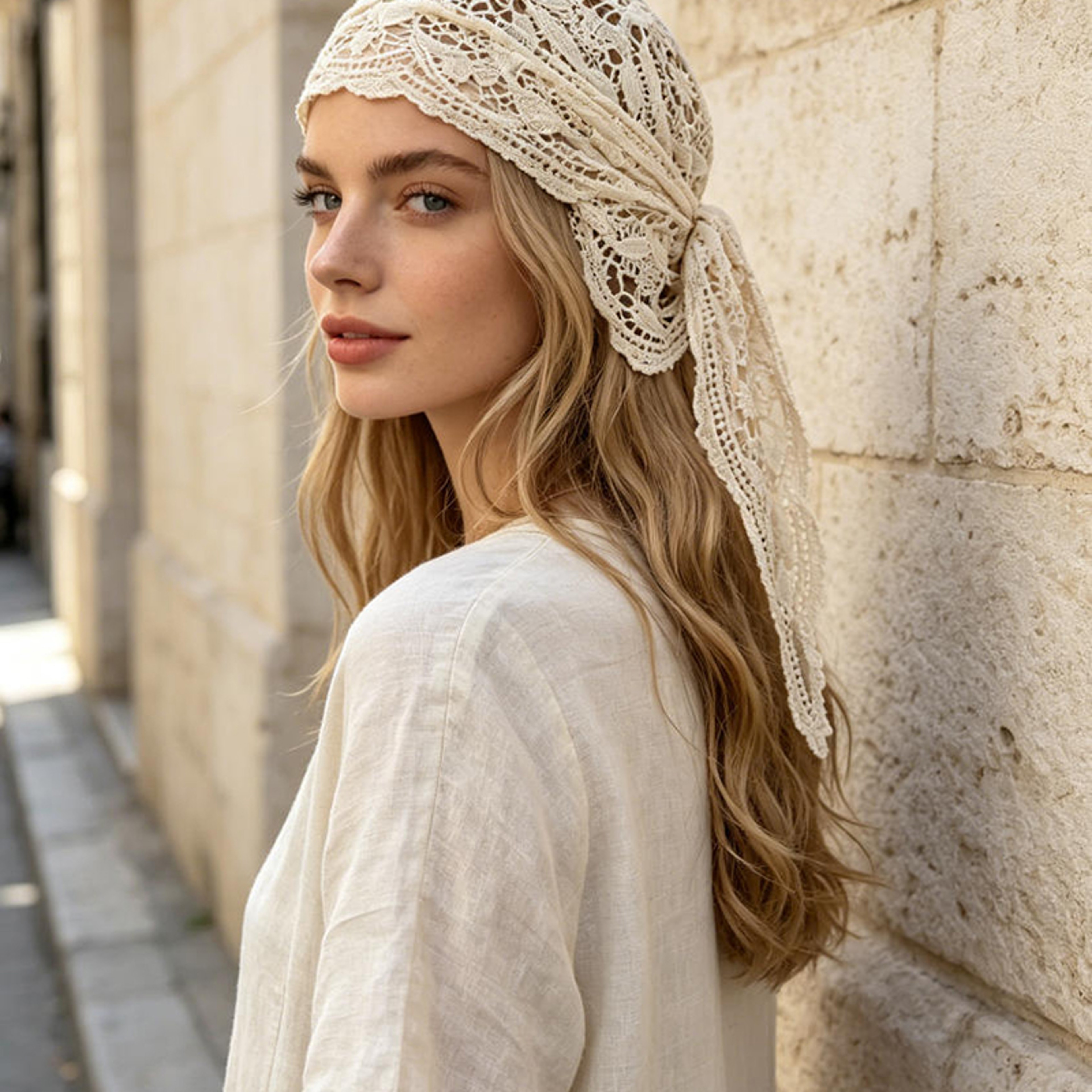 Floral Crochet Boho Hair Scarf And Tassel Head Wrap – view 2