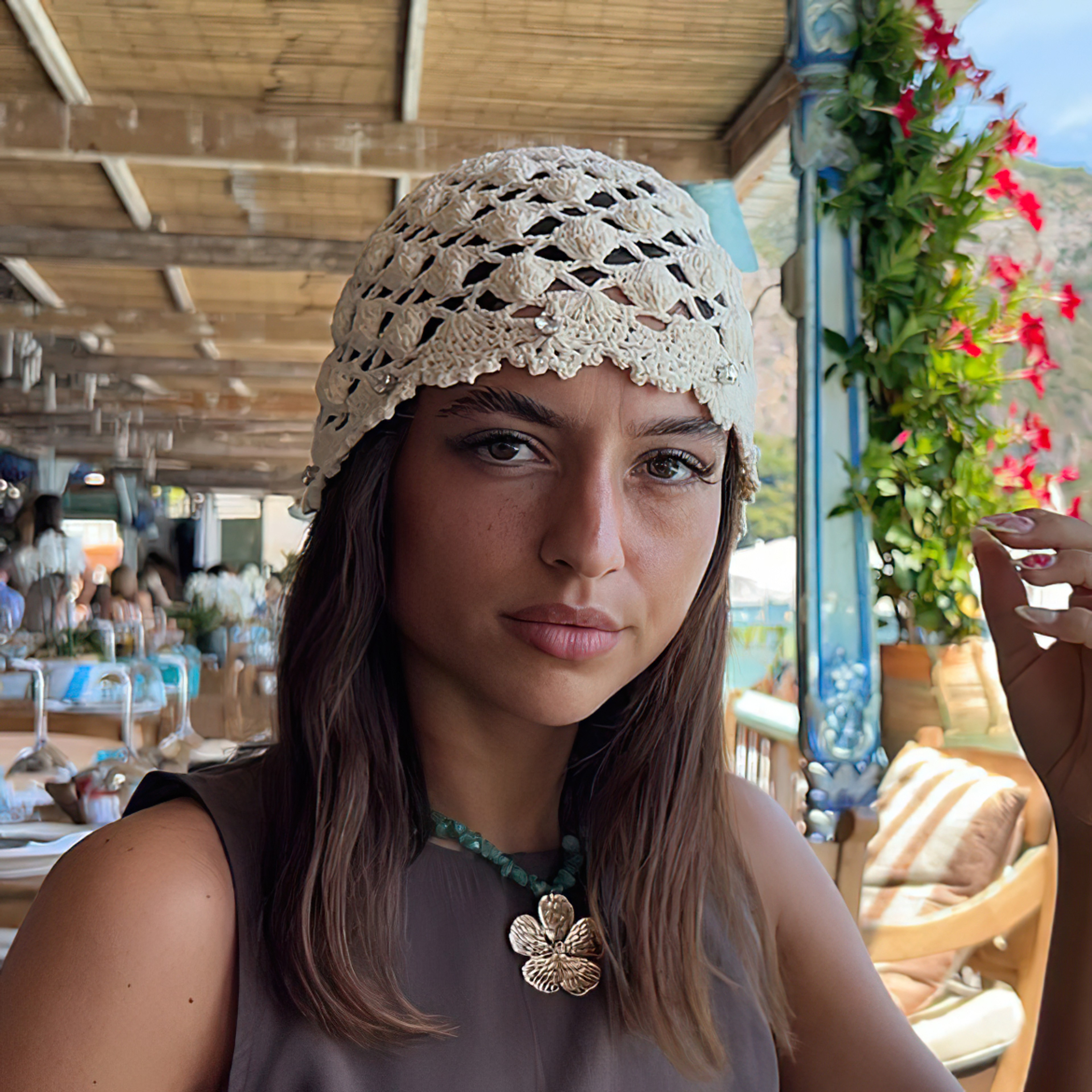 Korean Handmade Crochet Beanie Net Headscarf 2