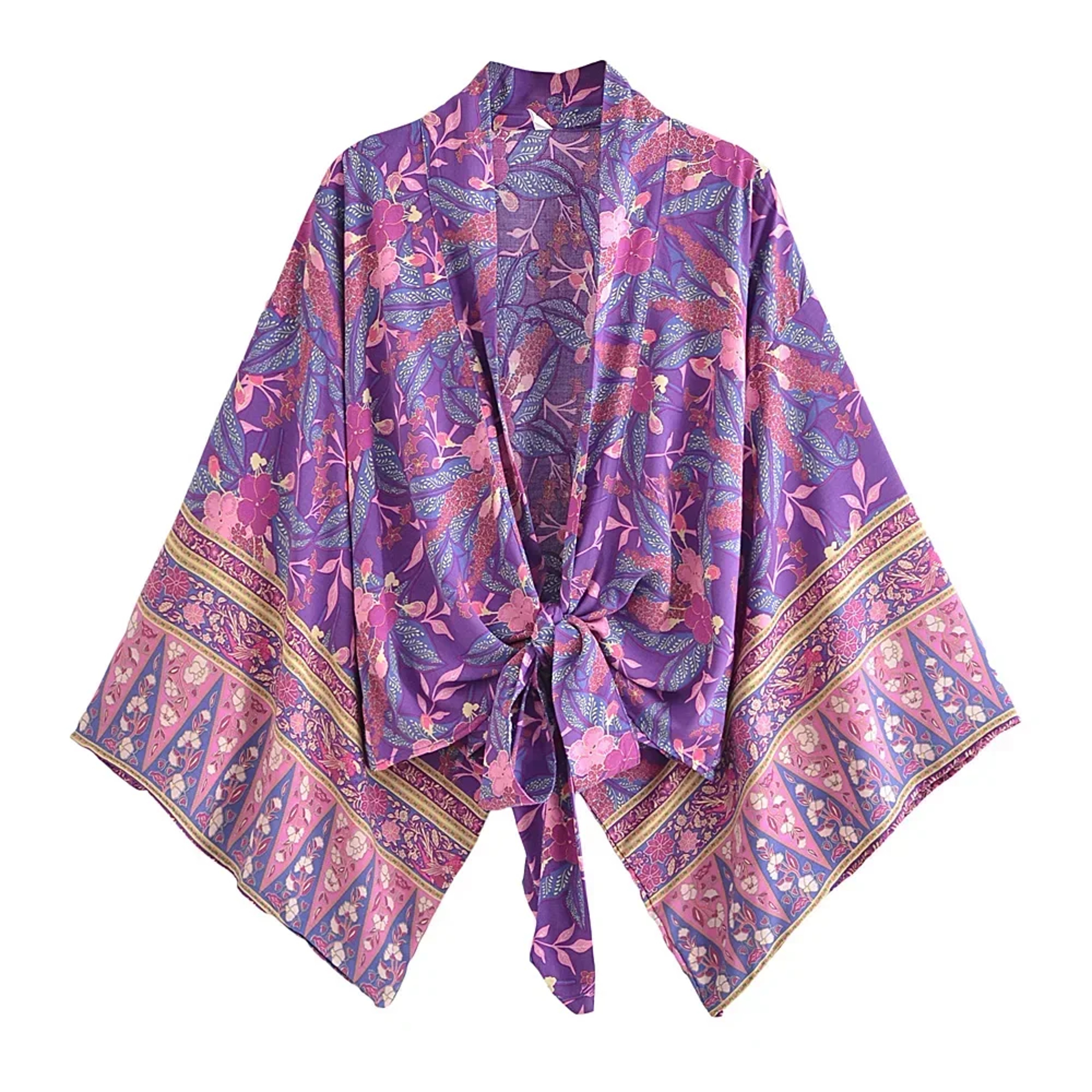 Boho Floral Print Kimono Beach Cover Up – view 19