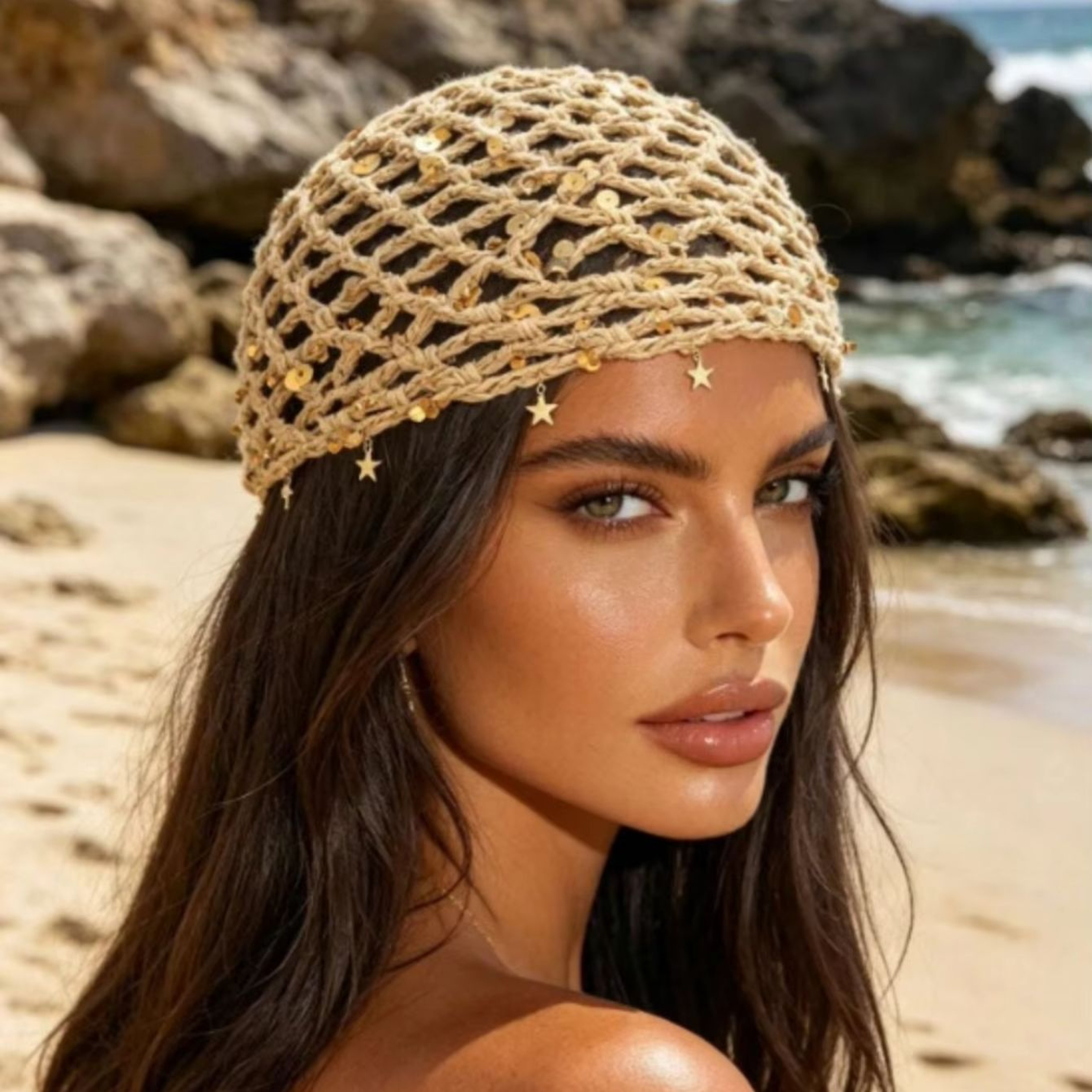 Hand Knit Sequin Star Beanie – view 2