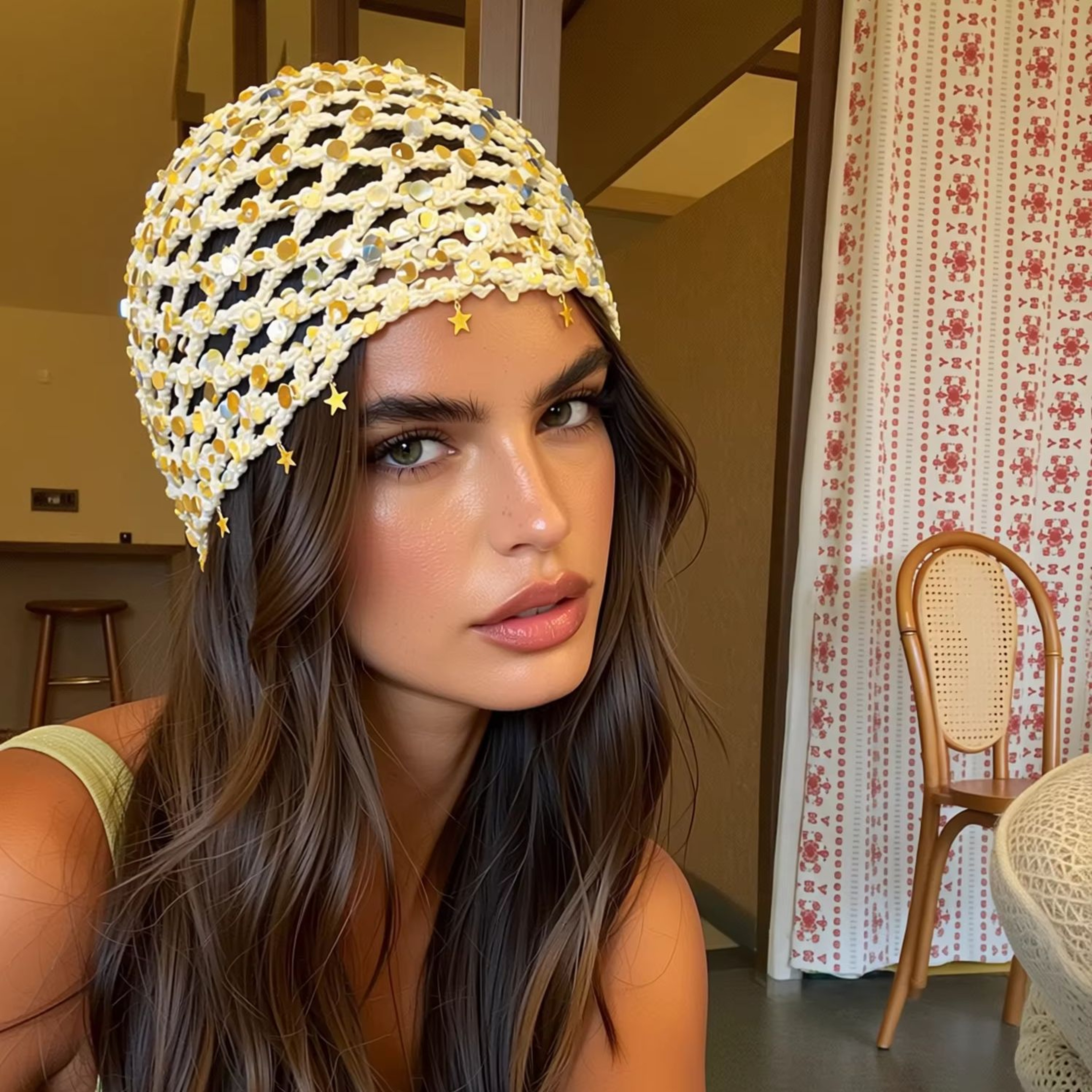 Hand Knit Sequin Star Beanie – view 4