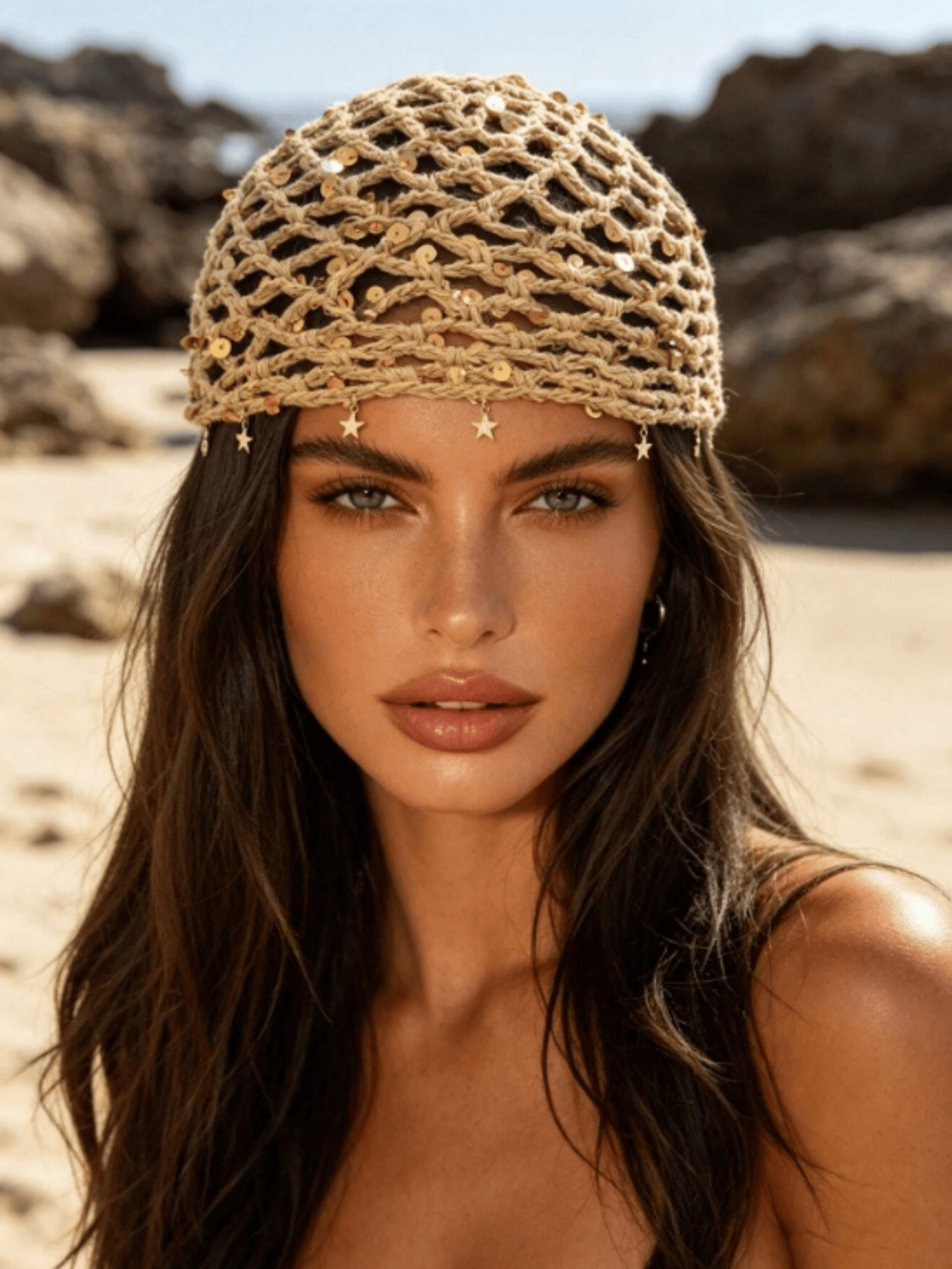 Hand Knit Sequin Star Beanie – view 6