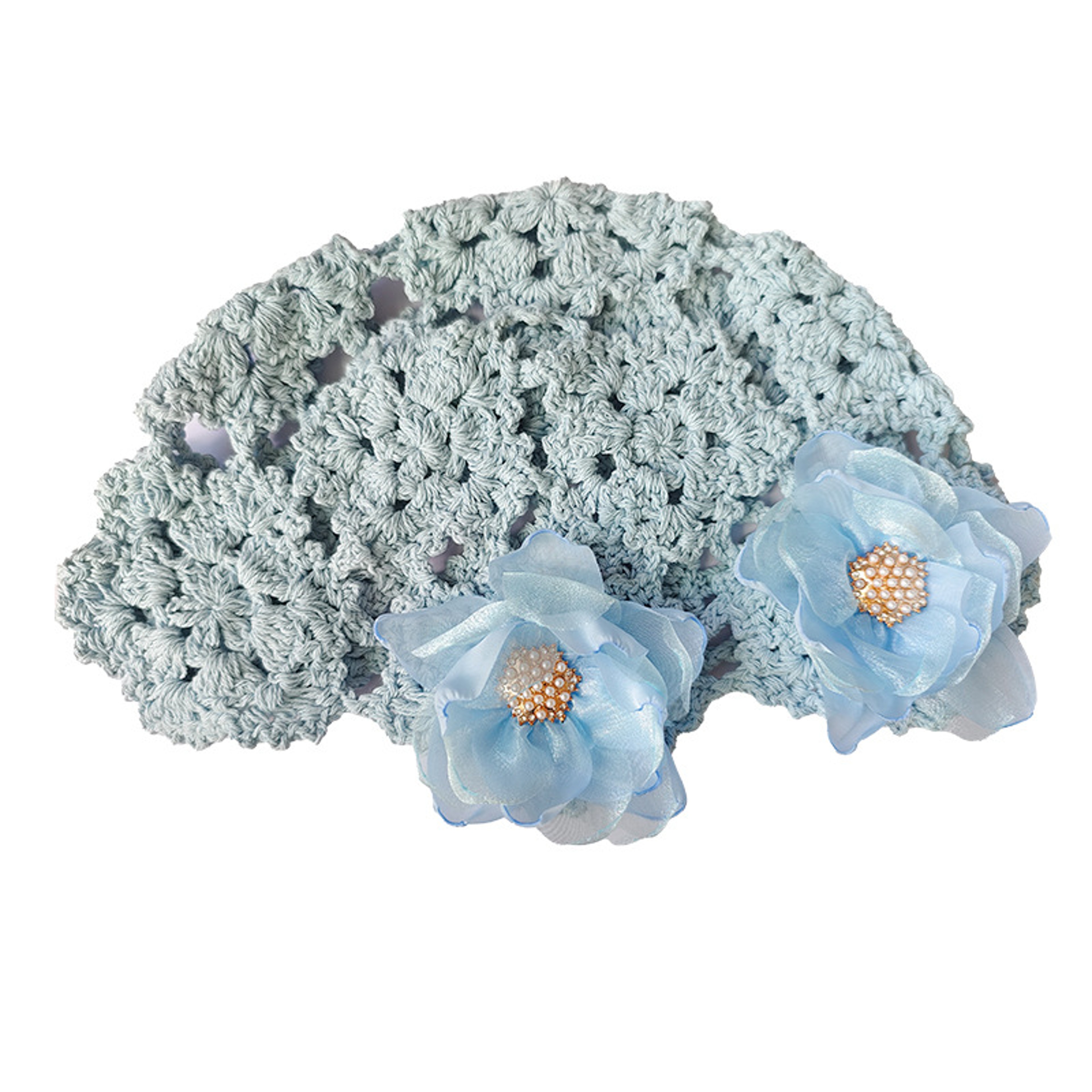 Korean Pearl Flower Knitted Bucket Hat – view 6