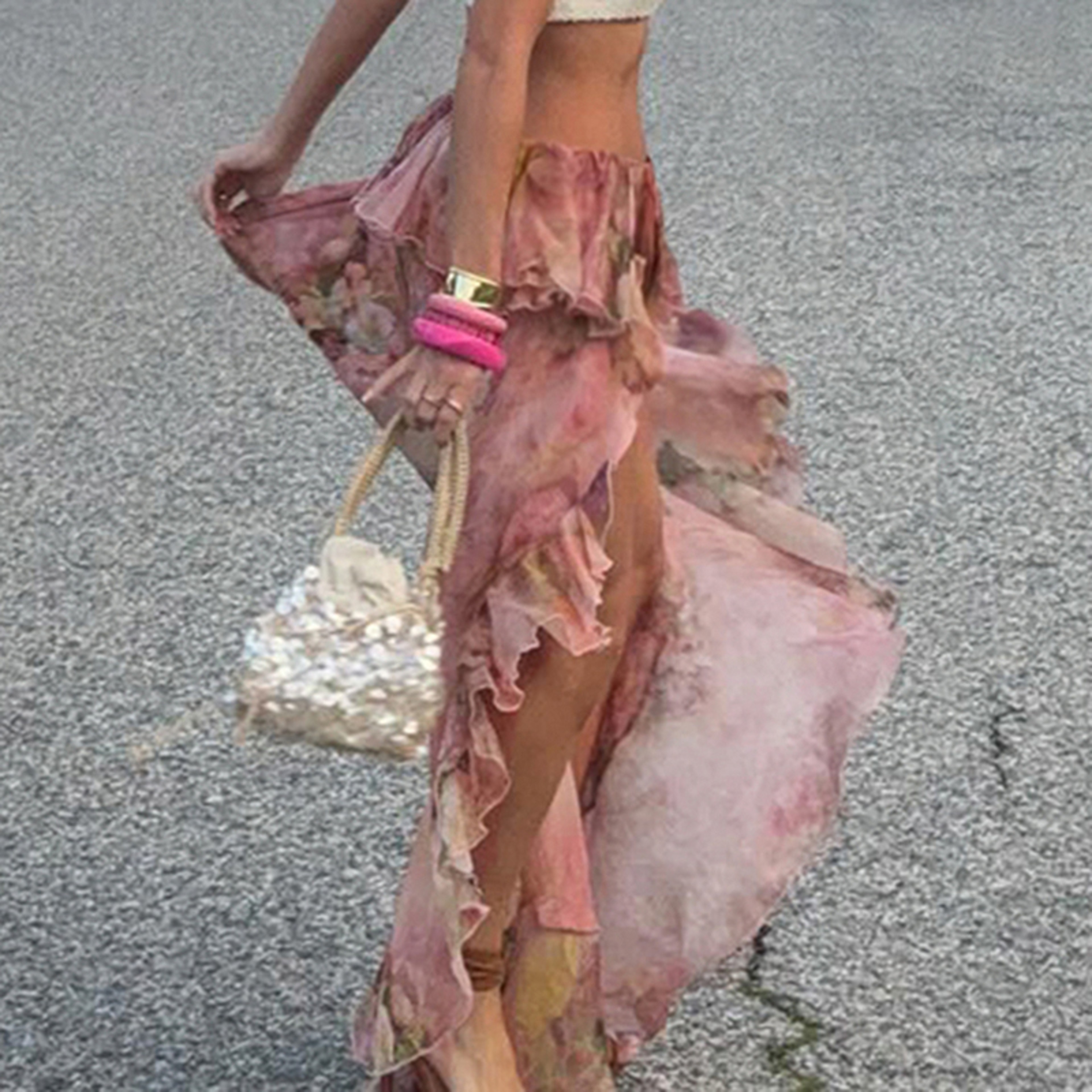 Floral Print Low Waist Long Skirt 3