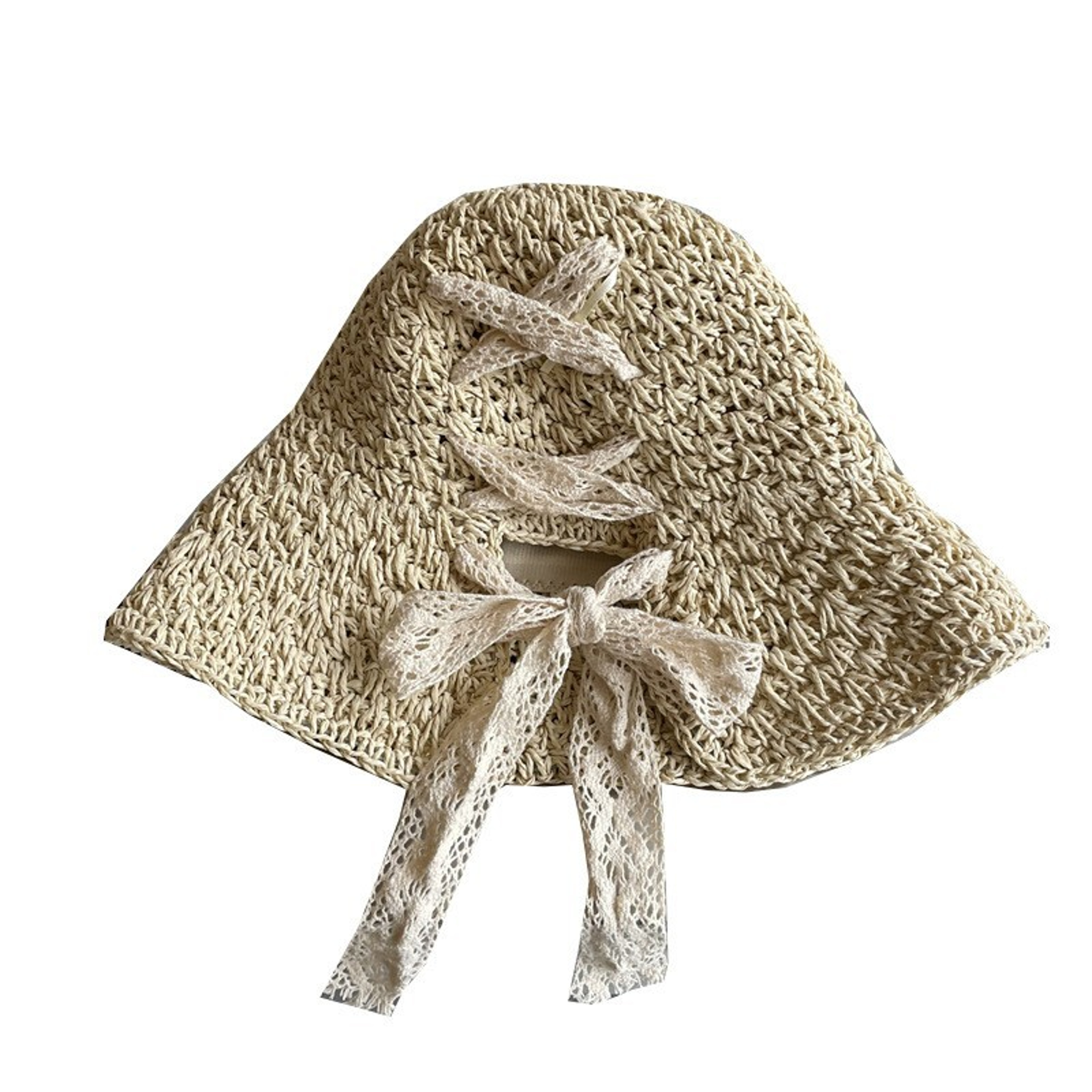 Lace Bow Crochet Summer Sun Hat For Women Packable Beach Hat 2