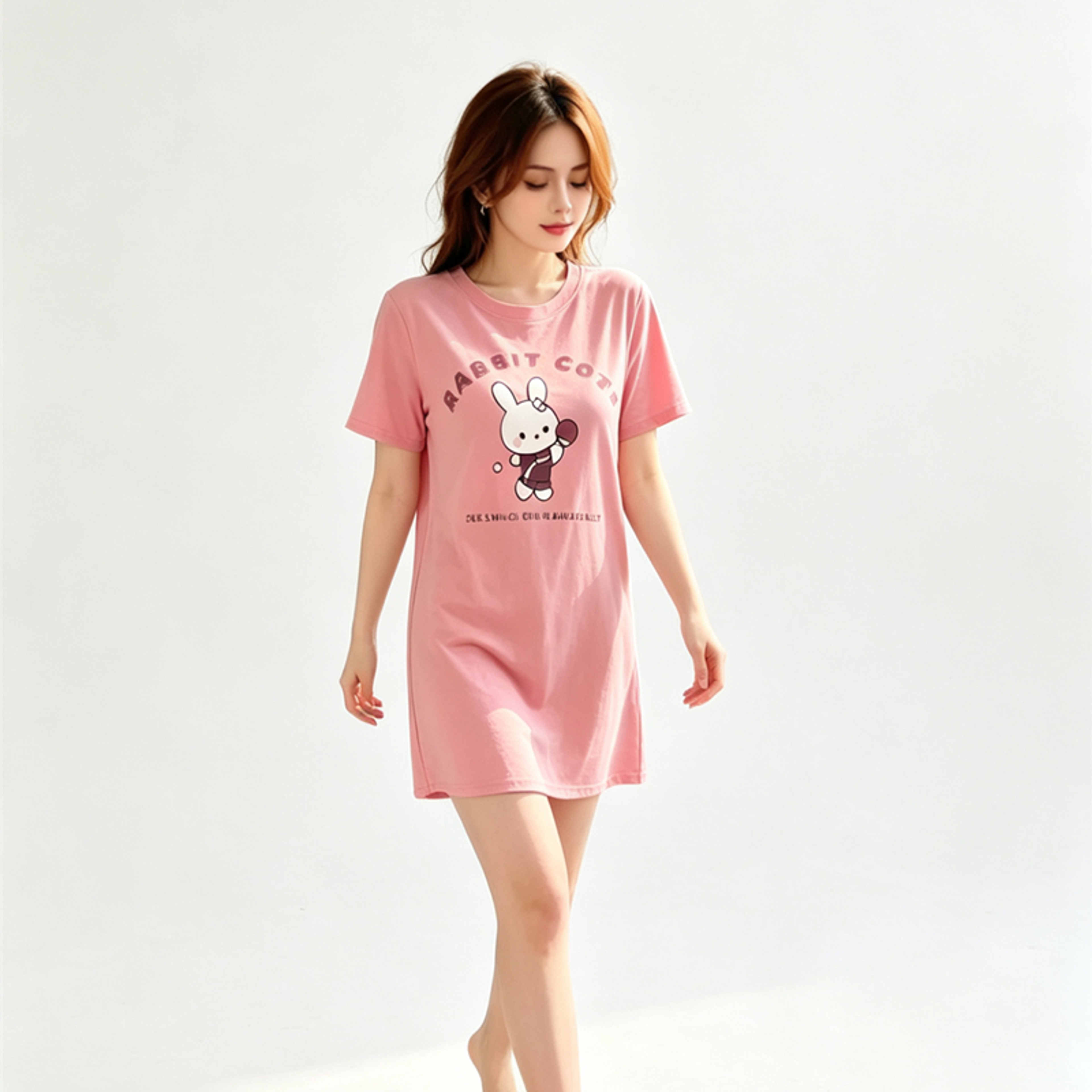 Cute Plus Size Nightgown For Women Breathable Summer Sleepwear And Casual Home Dress 5