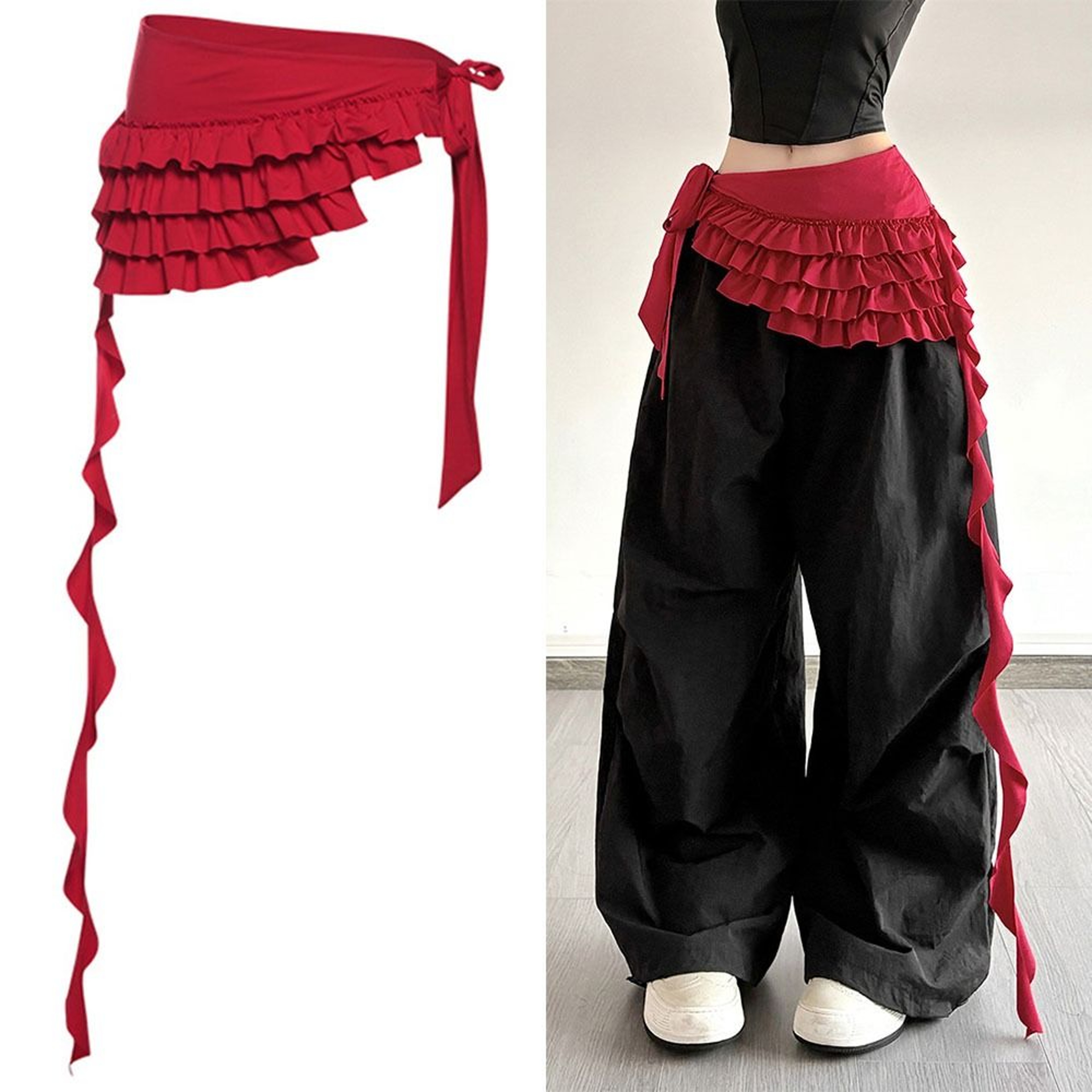 Embroidered Flower Lace Mini Skirt Y2K Streetwear Sheer Lace Skirt – view 5