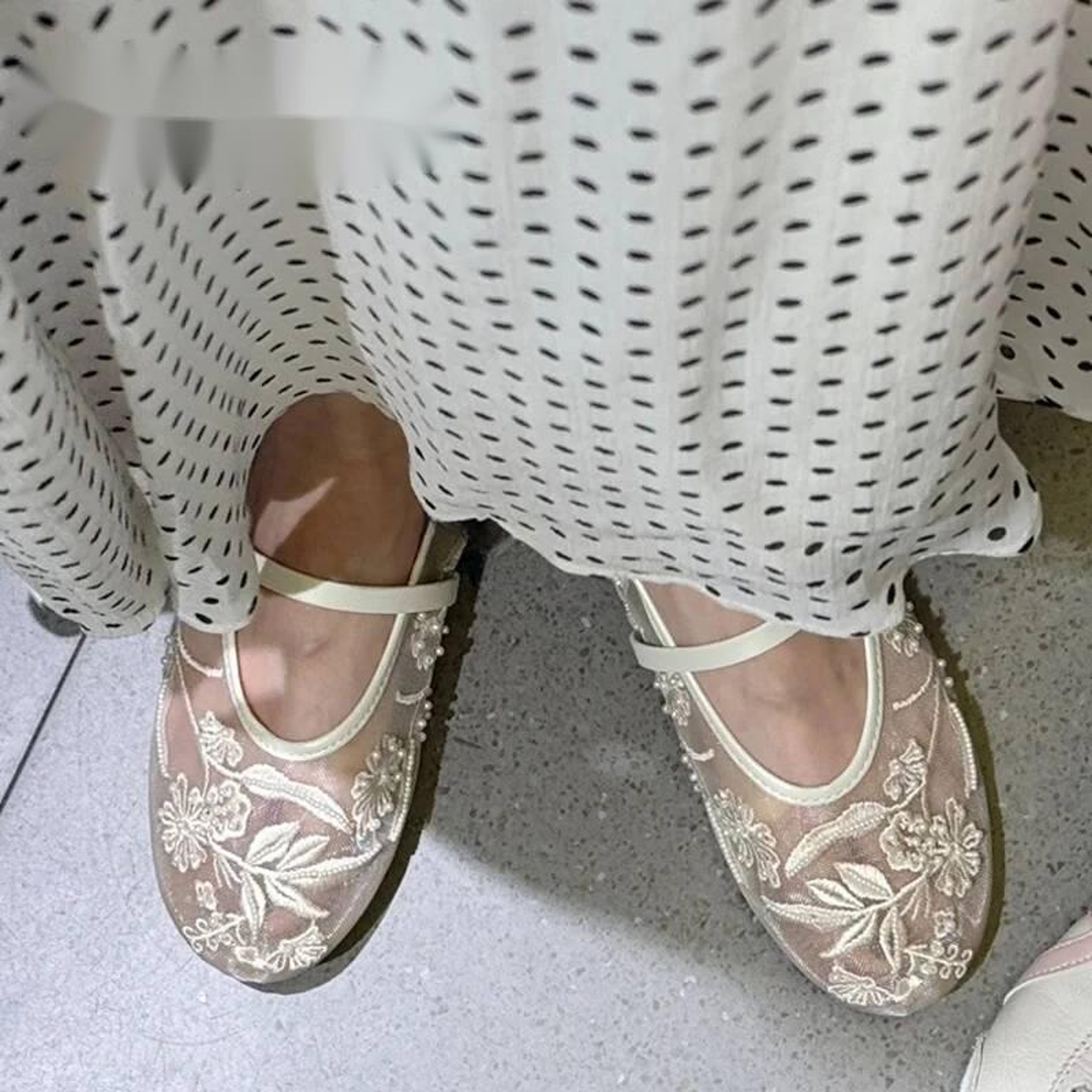 Floral Pearl Mesh Mary Jane Flats 5