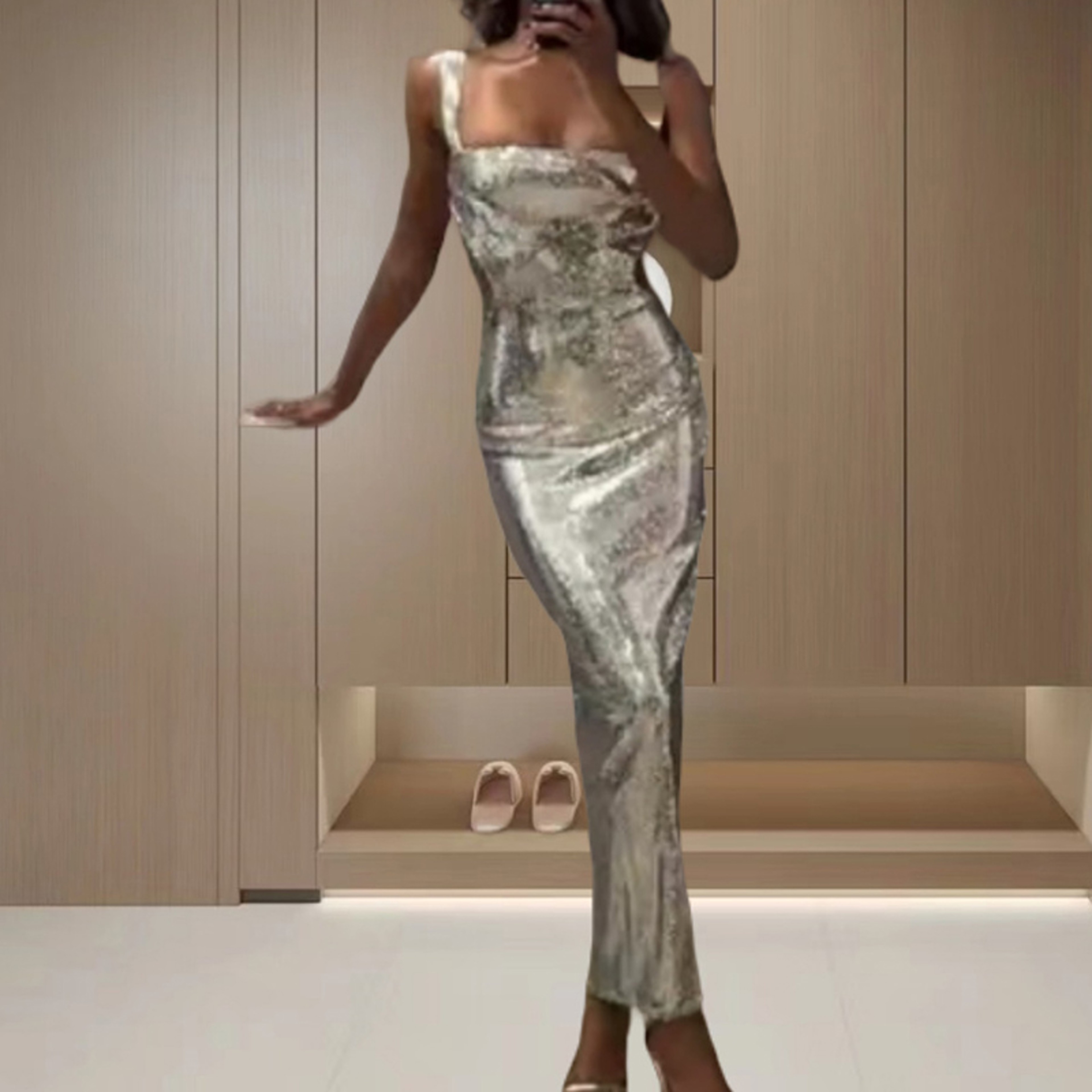 Elegant Sequin Slim Fit Maxi Dress 0