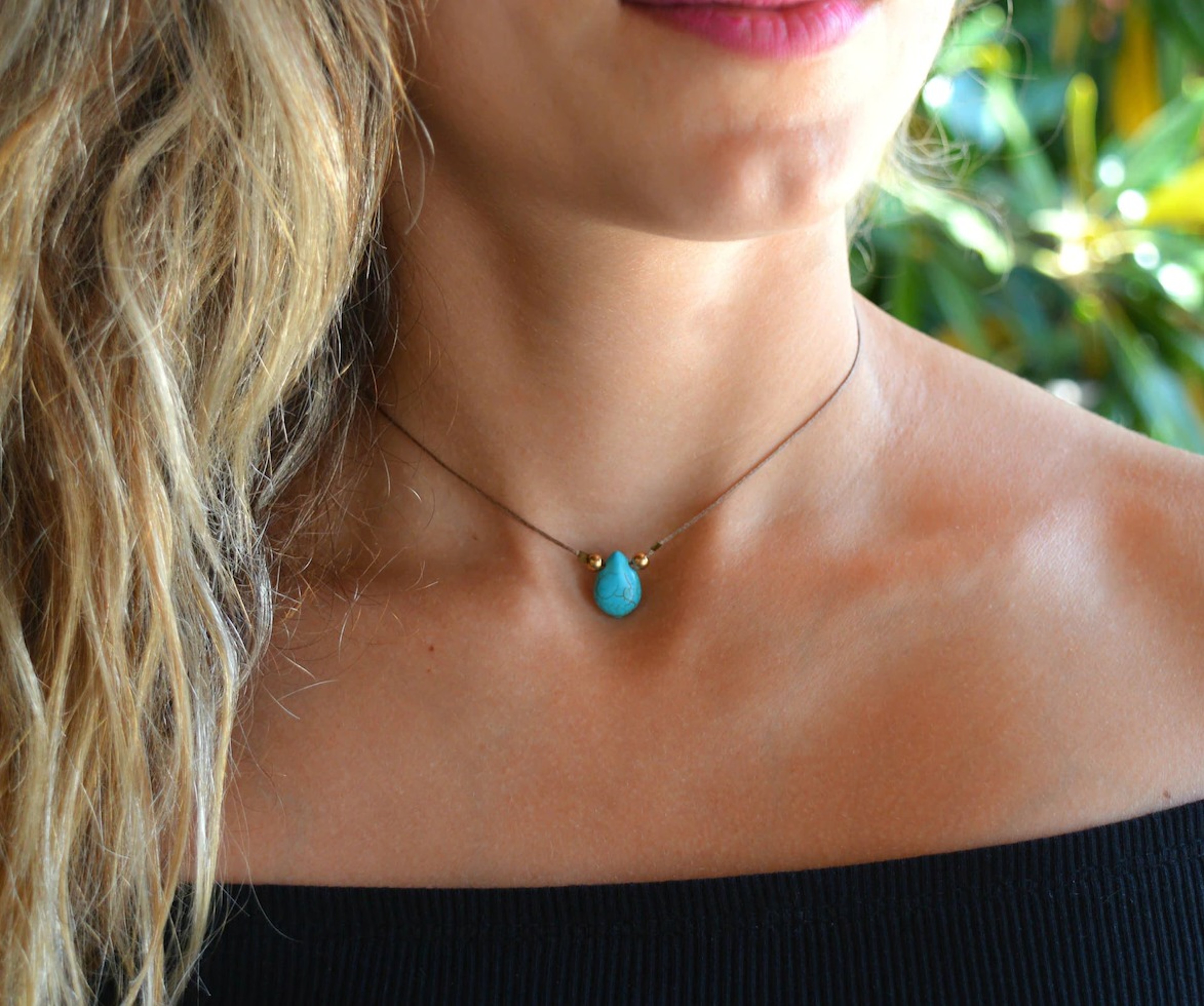 Bohemian Turquoise Beaded Choker Necklace for Women – view 12