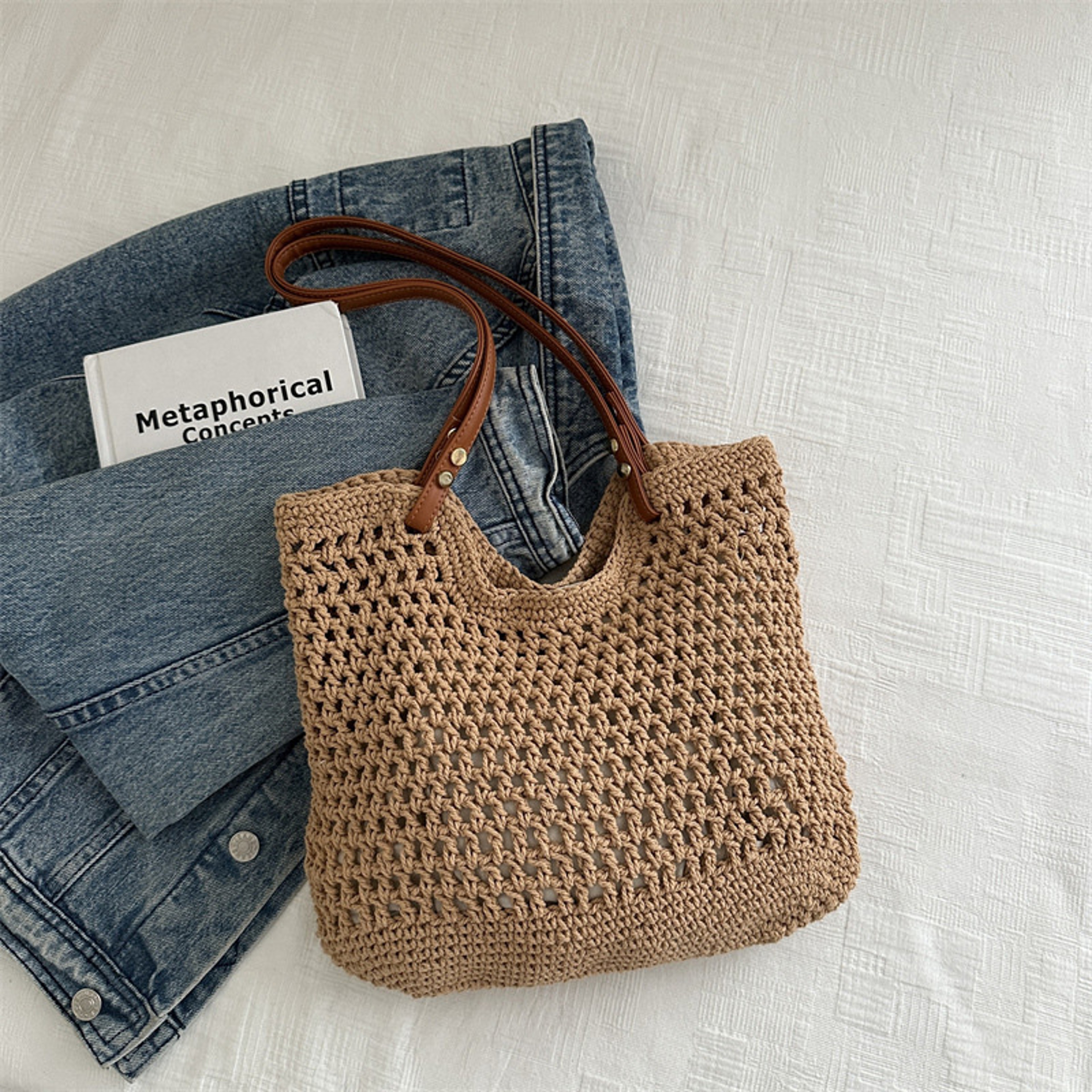 Classic Woven Straw Beach Tote Bag for Women – view 7