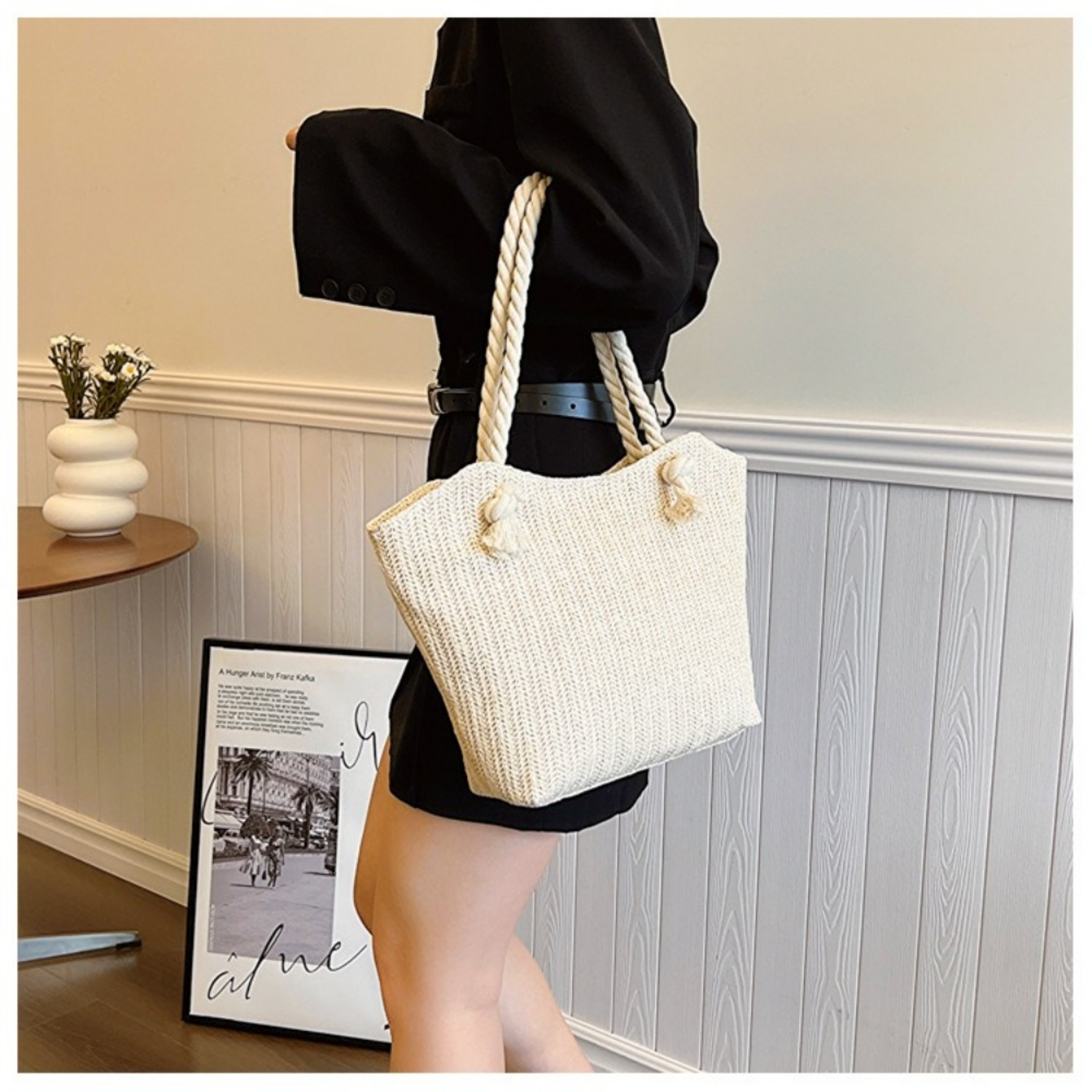 Handmade Raffia Boho Beach Tote Bag for Women – view 3
