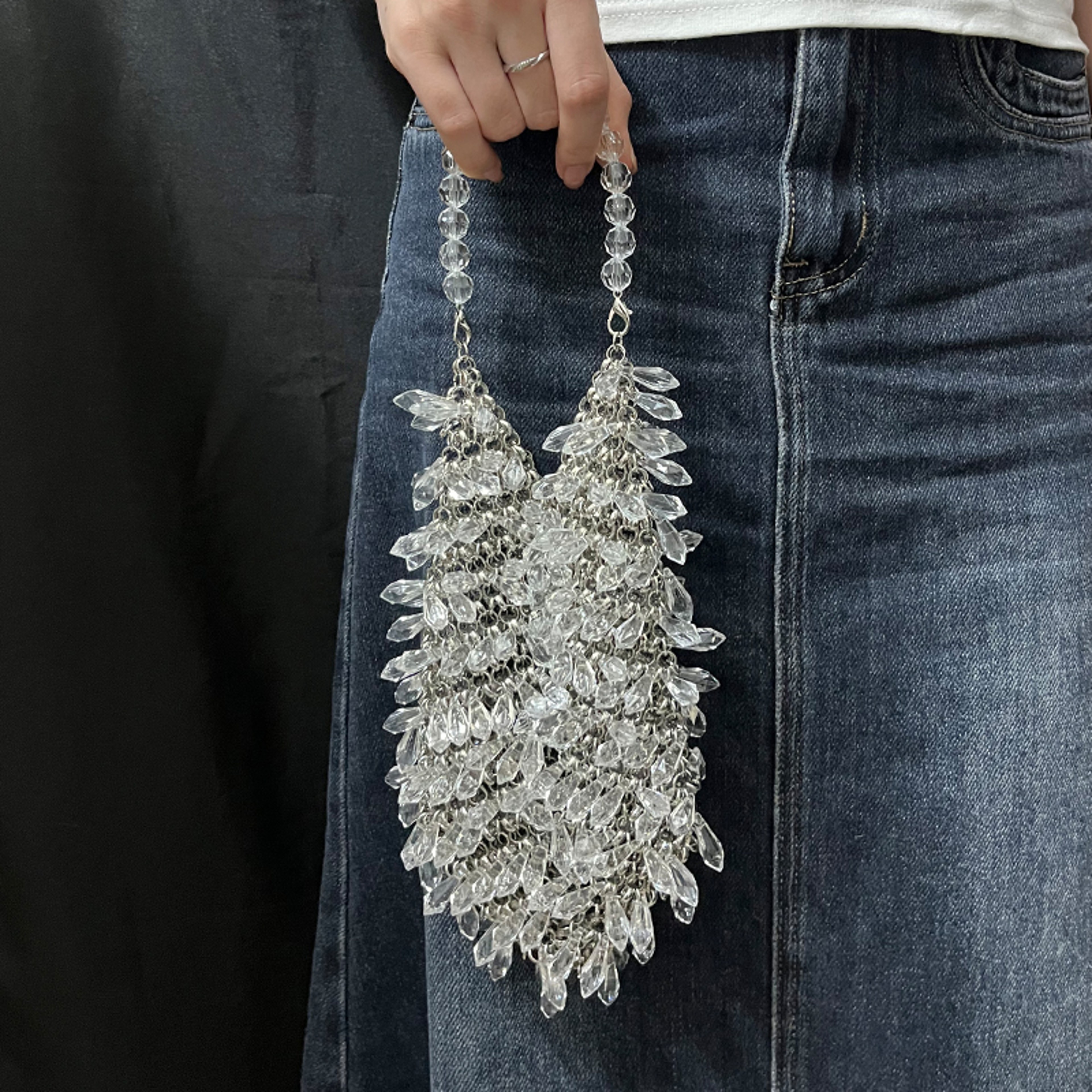 Rhinestone Bucket Bag Sparkling Evening Crossbody Handbag – view 1
