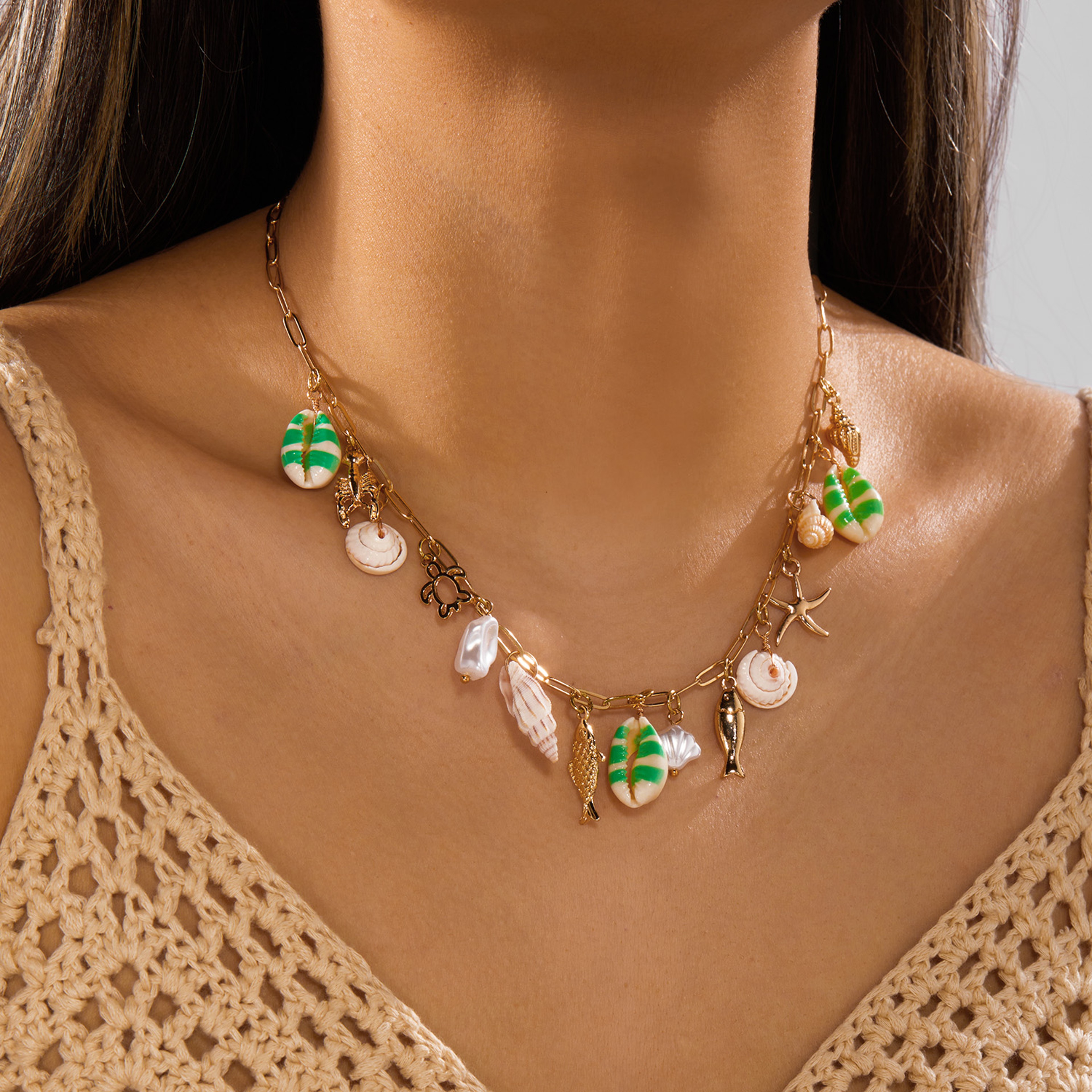 Bohemian Ocean Seashell Pendant Necklace for Women – view 9