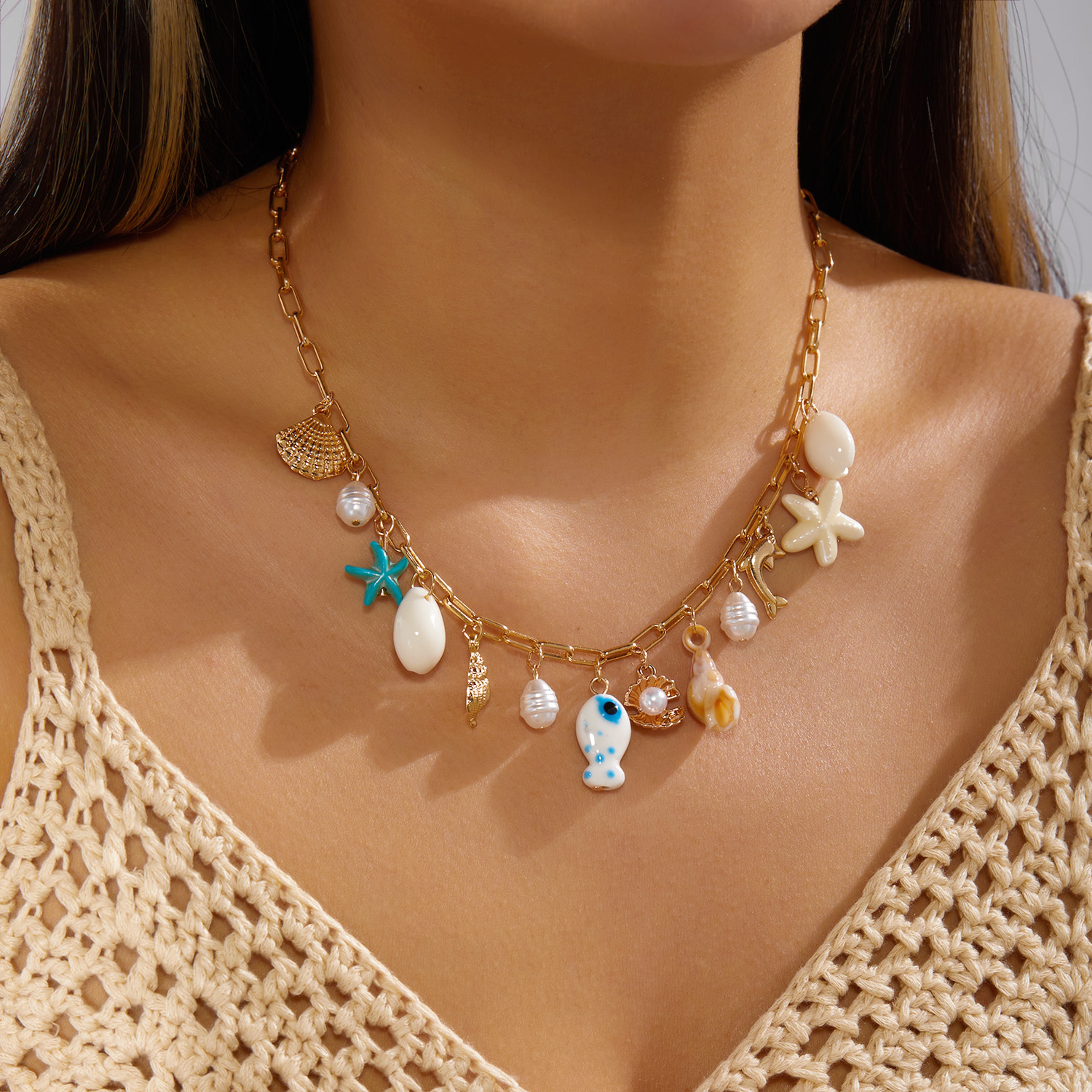 Bohemian Ceramic Fish Necklace – view 7