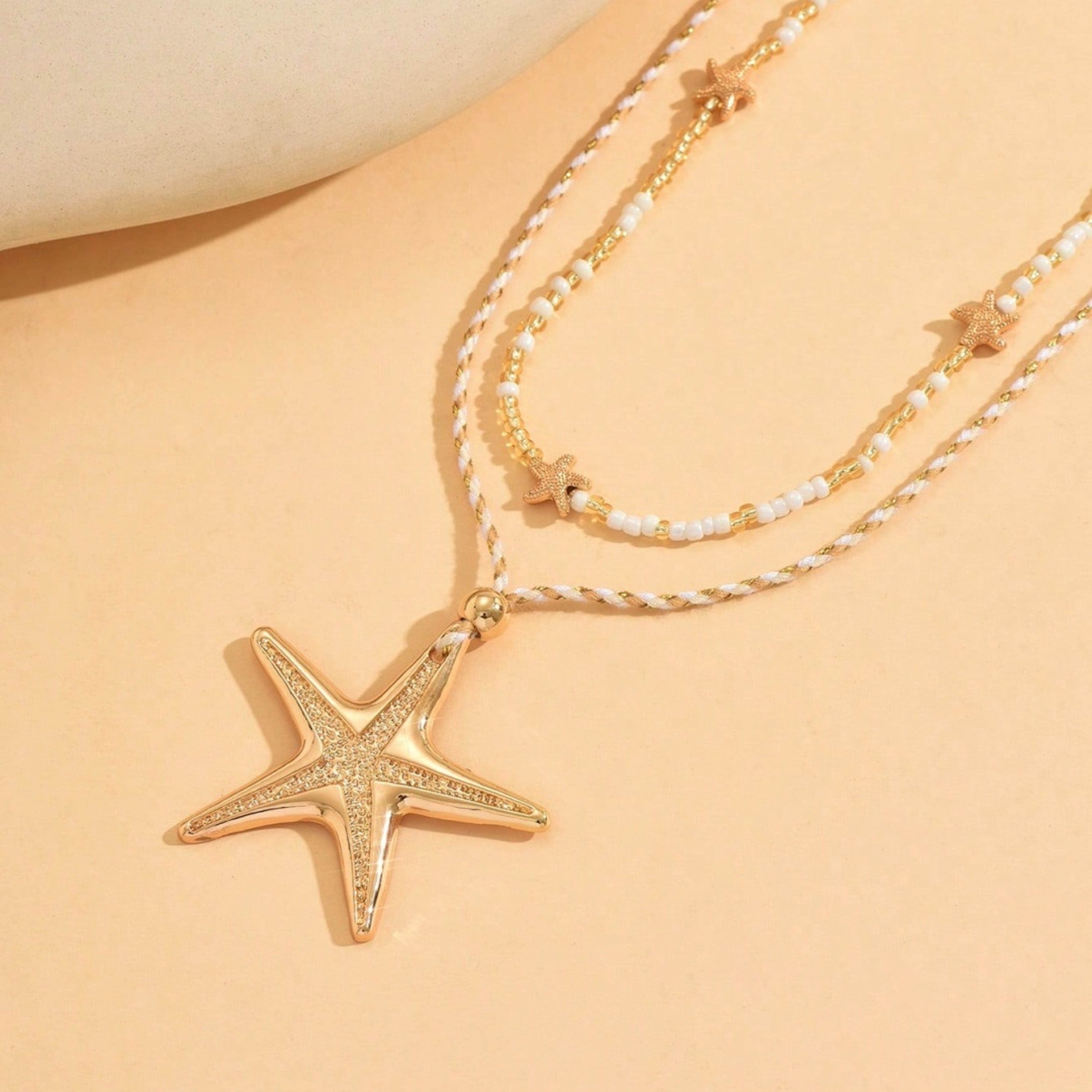 Retro White Starfish Necklace – view 5