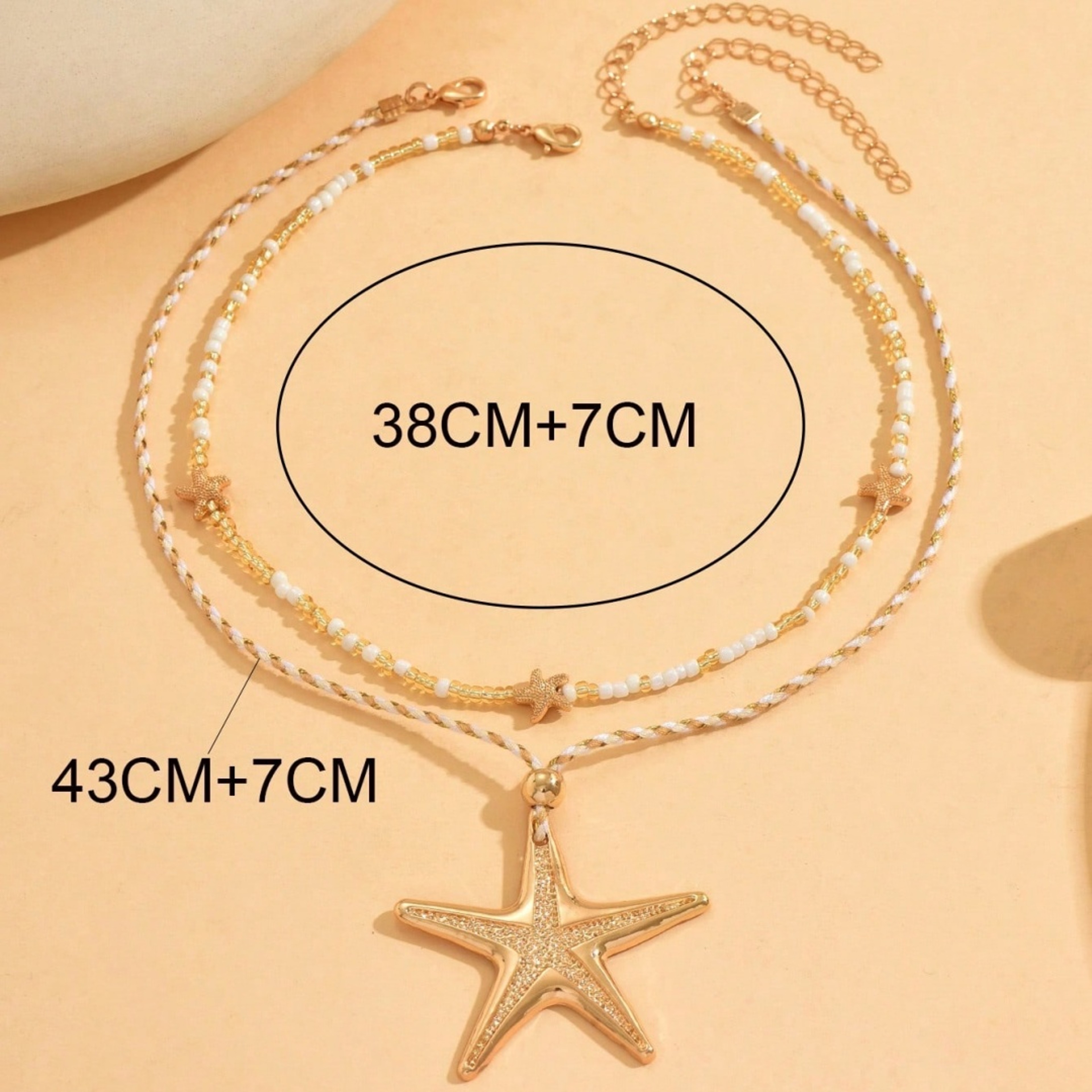 Retro White Starfish Necklace – view 6