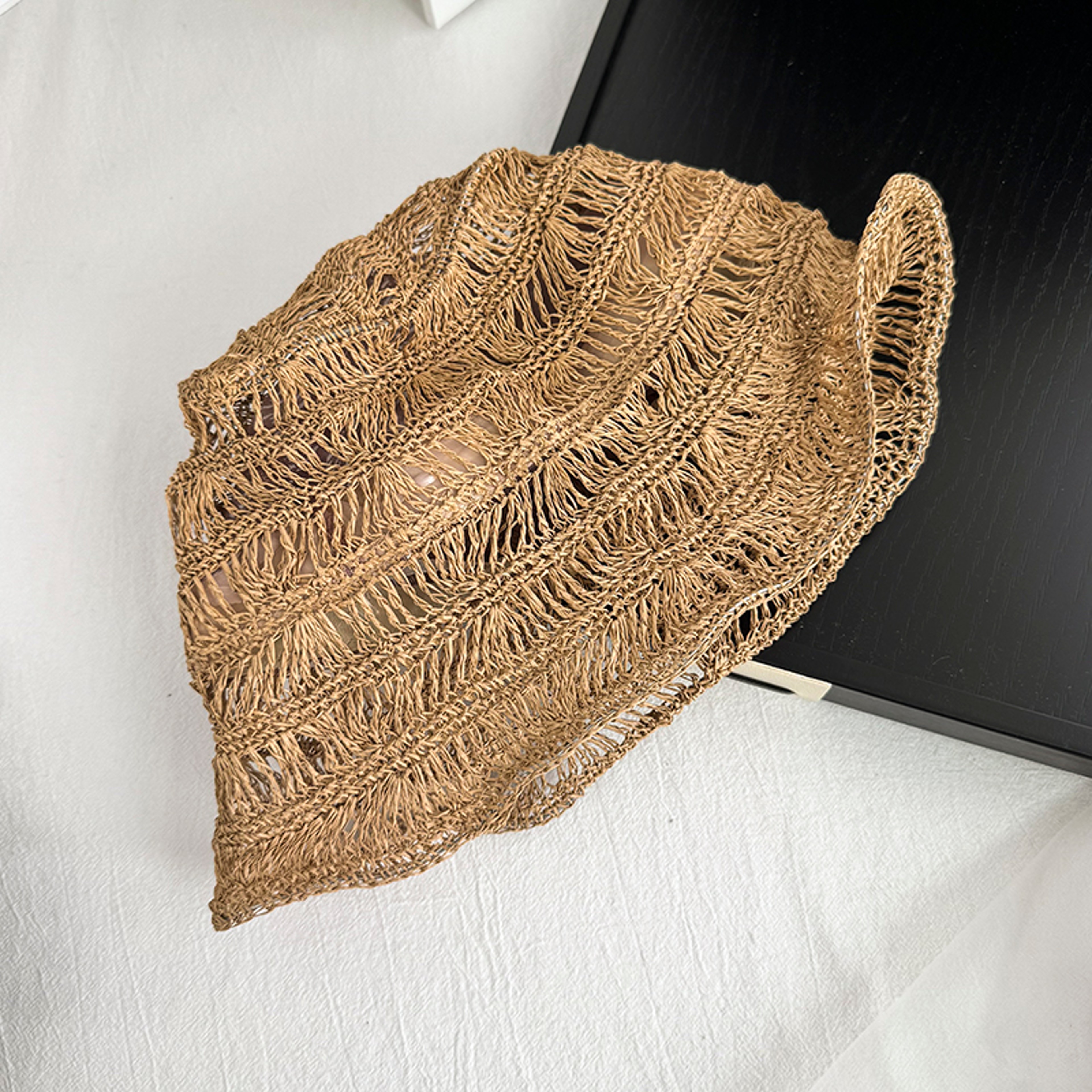 Women Foldable Straw Bucket Hat Summer Sun Hat with Shapeable Brim – view 9