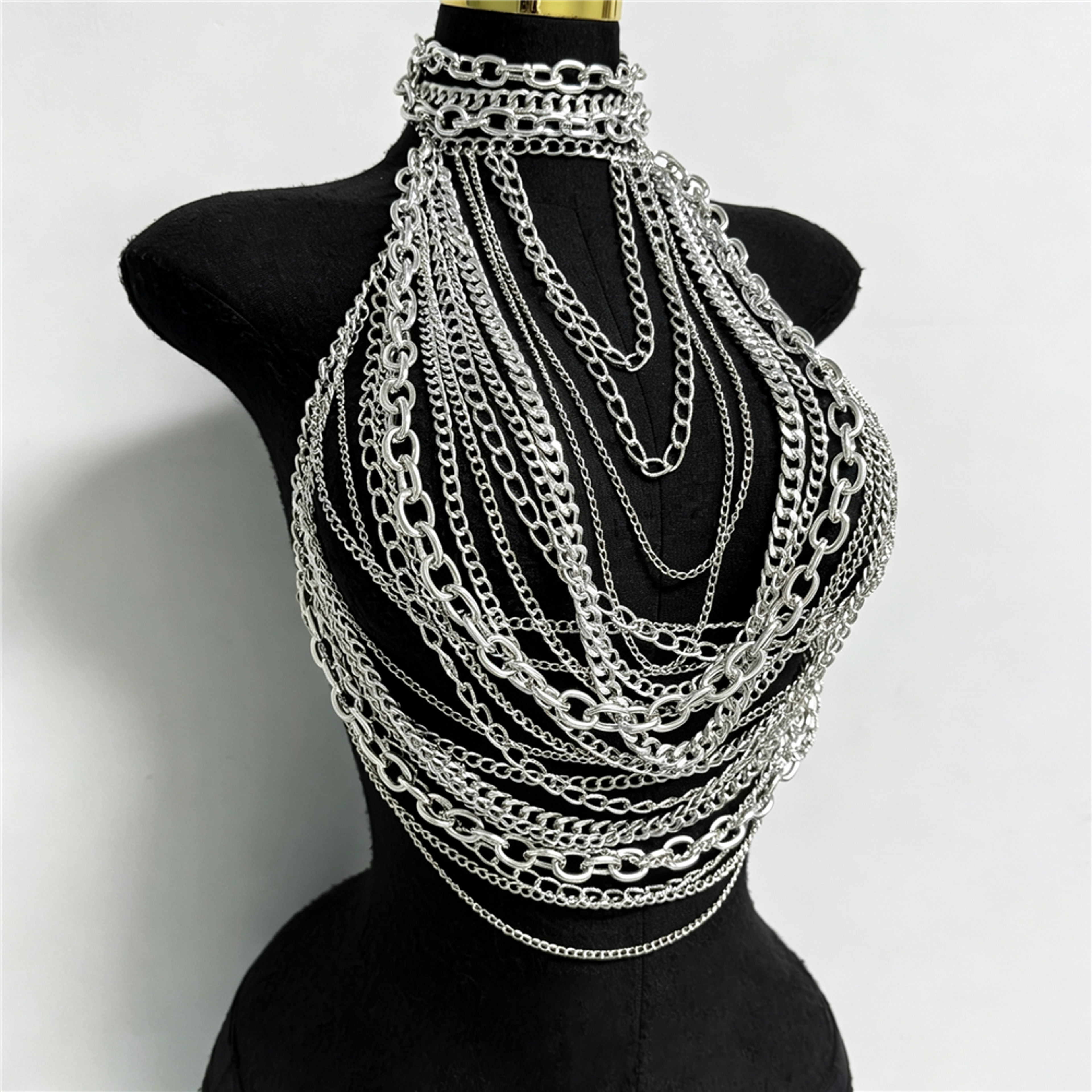 Silver Chain Halter Top Festival Body Chain Rave Party Clubwear 6
