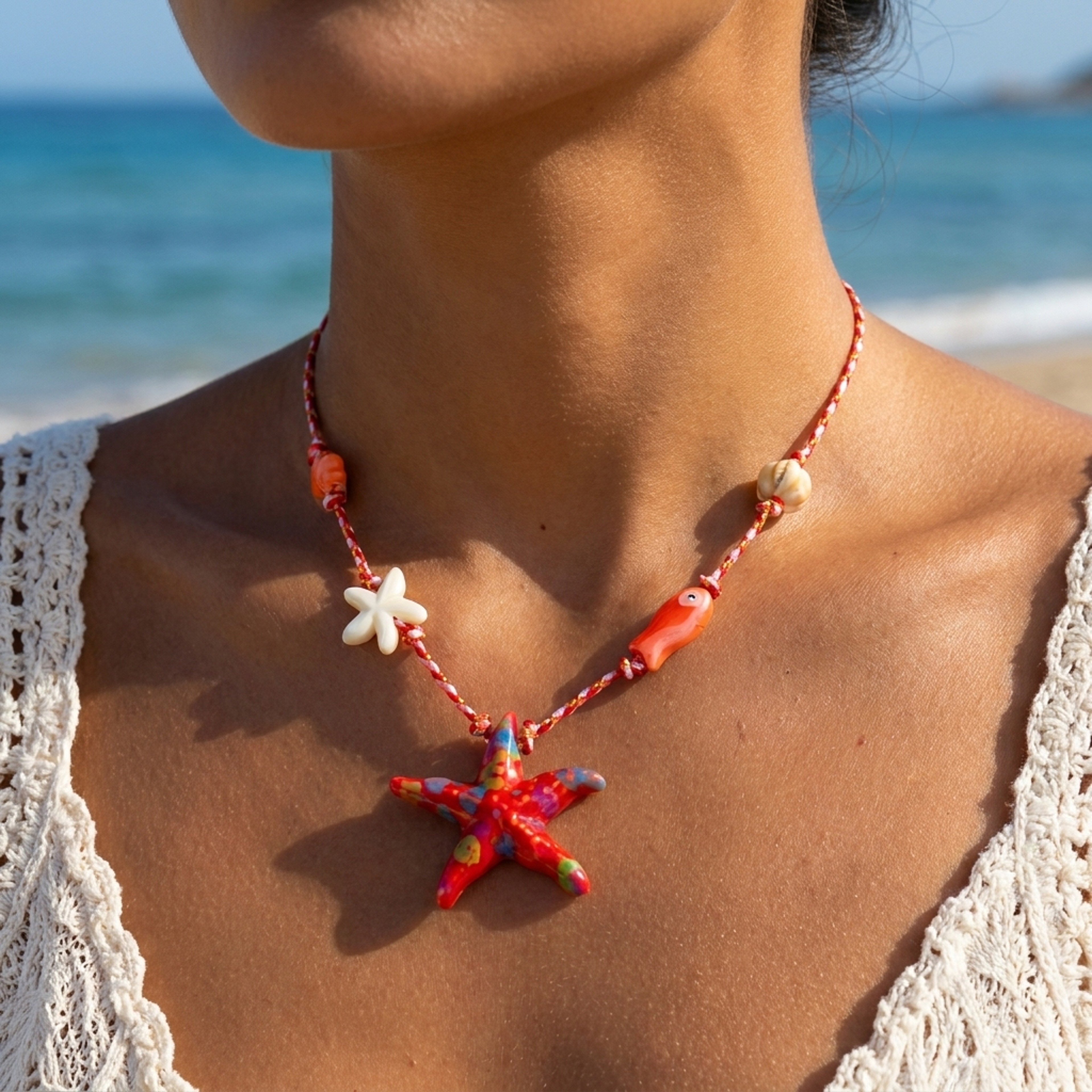 Boho Starfish Ceramic Necklace For Women 3