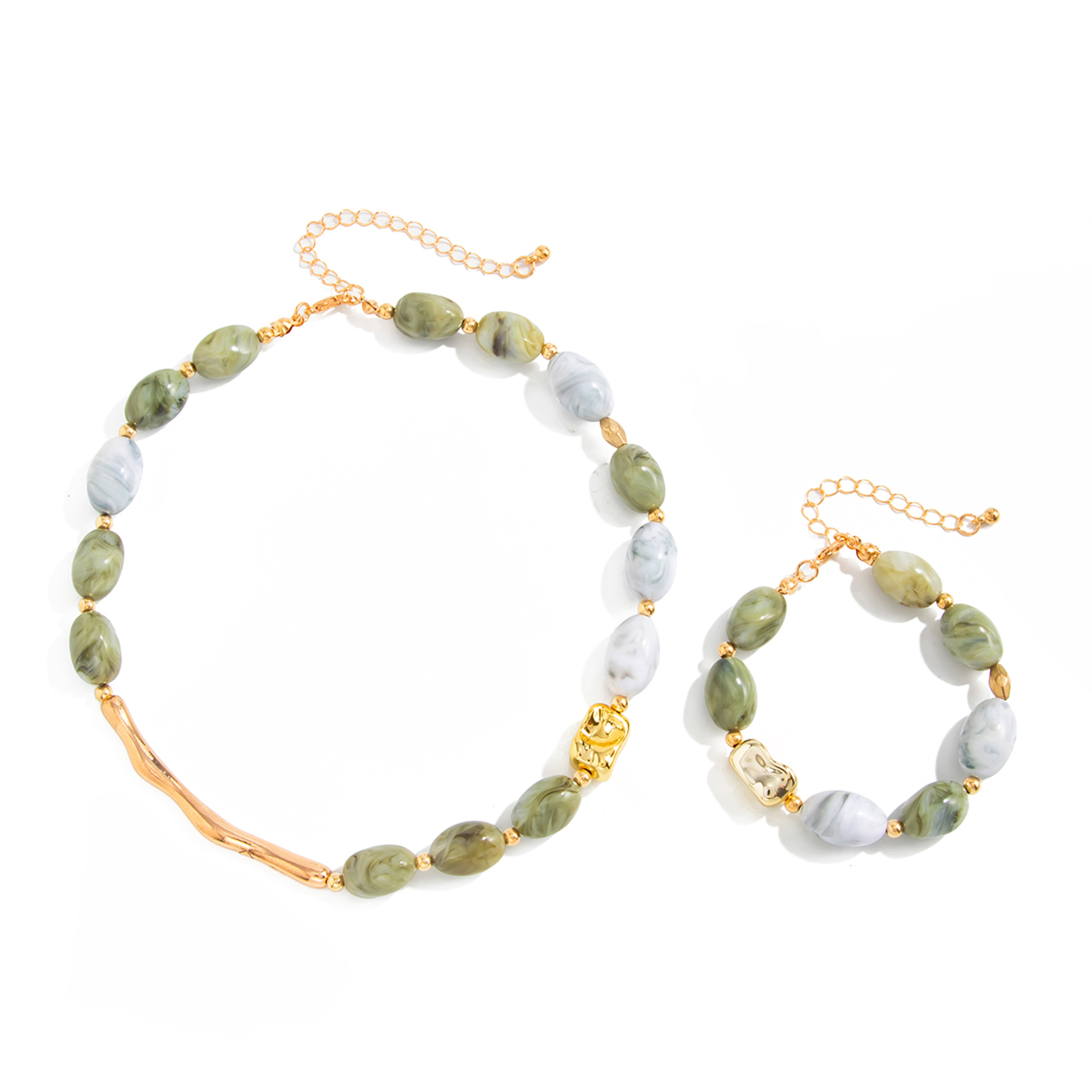 Bohemian Resin Beaded Choker Necklace and Bracelet Set – view 4