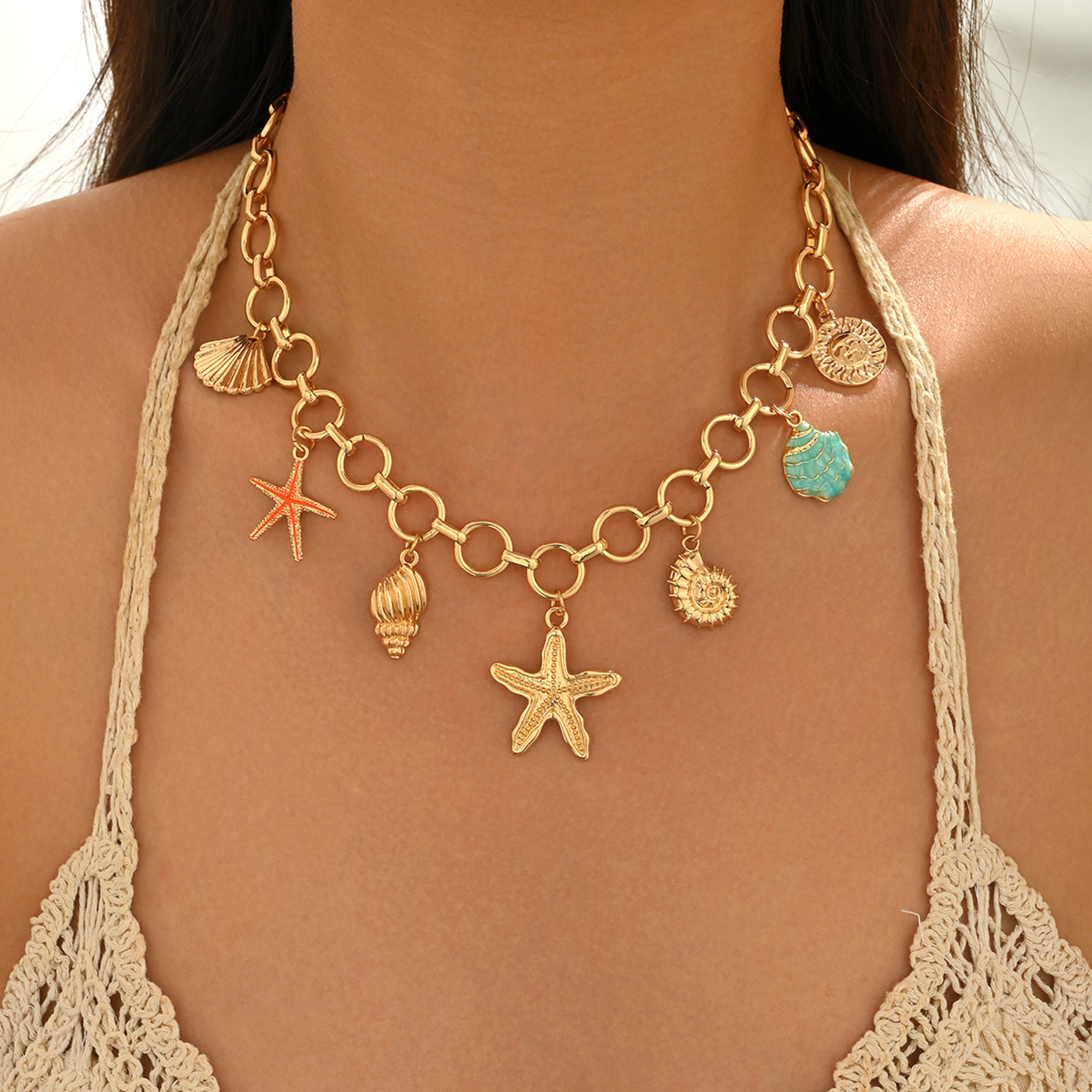 Gold Starfish Choker Necklace – view 2