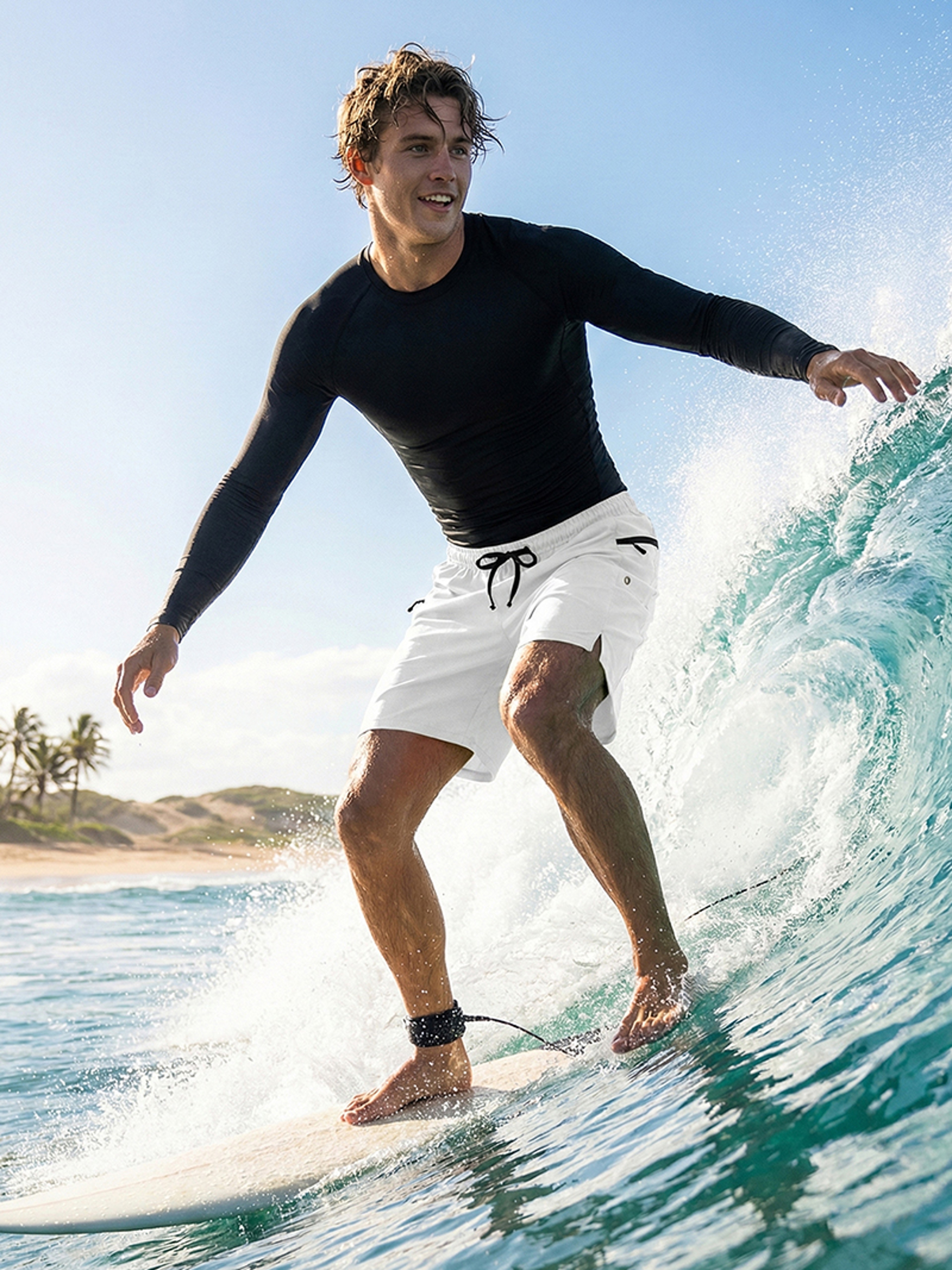 Mens Quick Dry Long Sleeve Rash Guard Set with Zipper Pockets – view 3