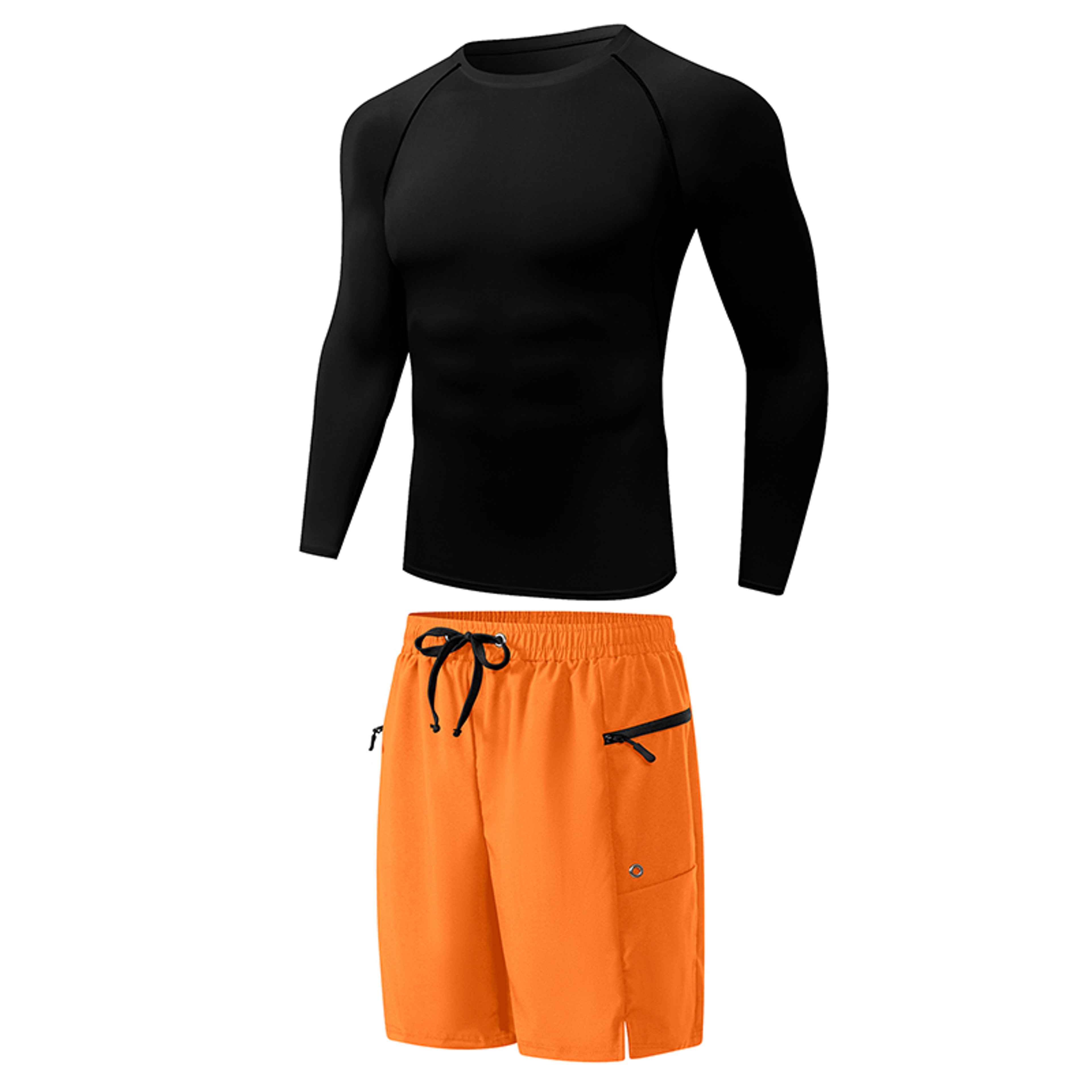 Mens Quick Dry Long Sleeve Rash Guard Set with Zipper Pockets – view 13
