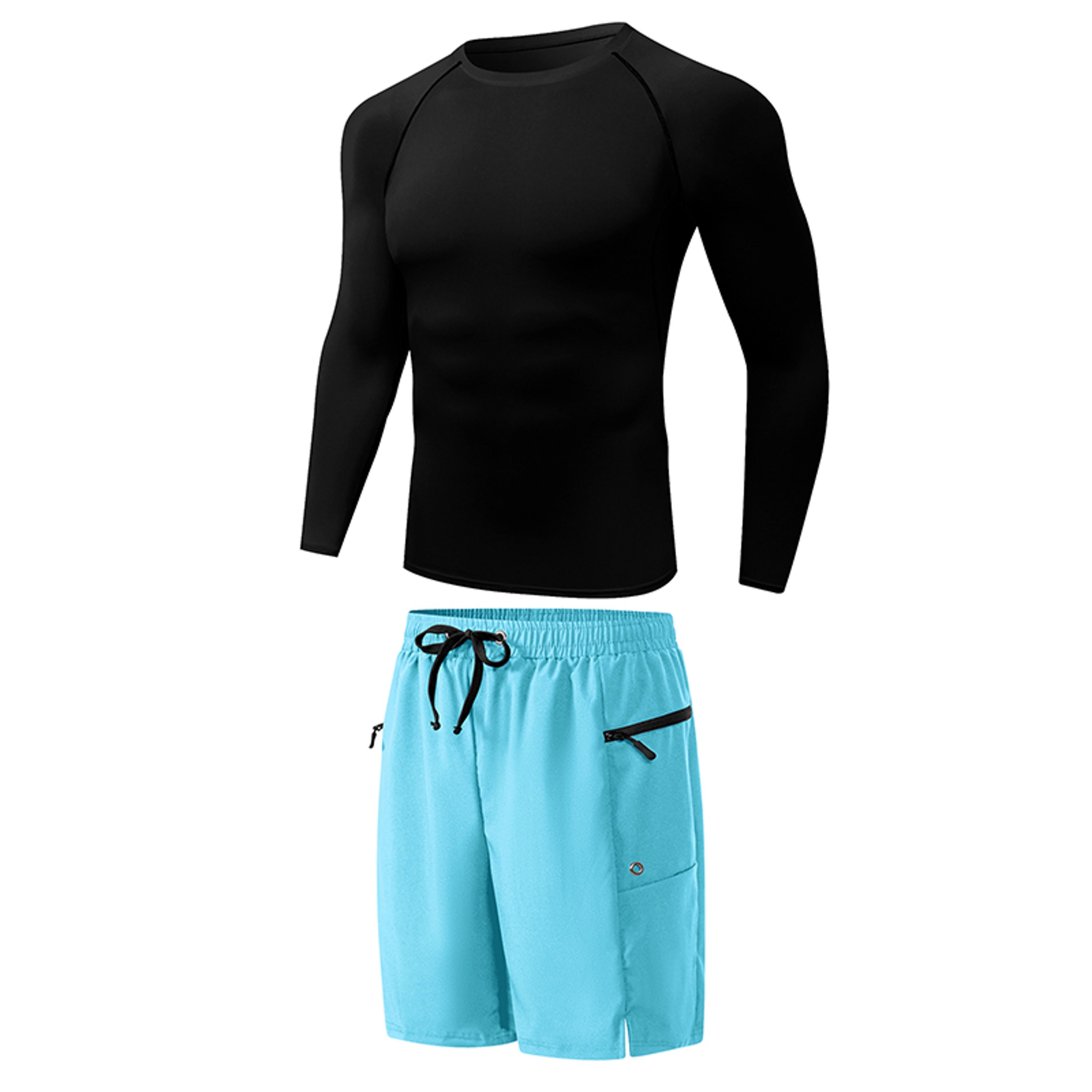 Mens Quick Dry Long Sleeve Rash Guard Set with Zipper Pockets – view 15